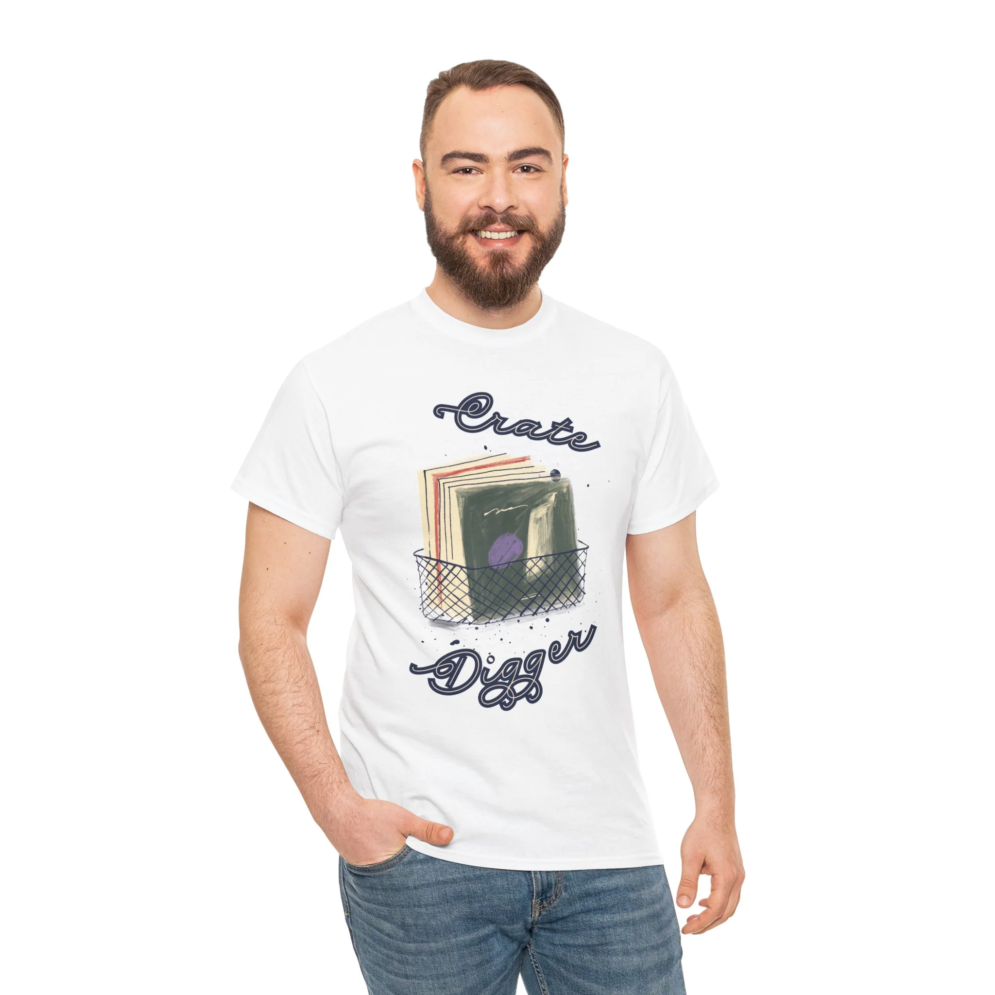 'Crate Digger' Vinyl Records Men's T-Shirt - Image 42