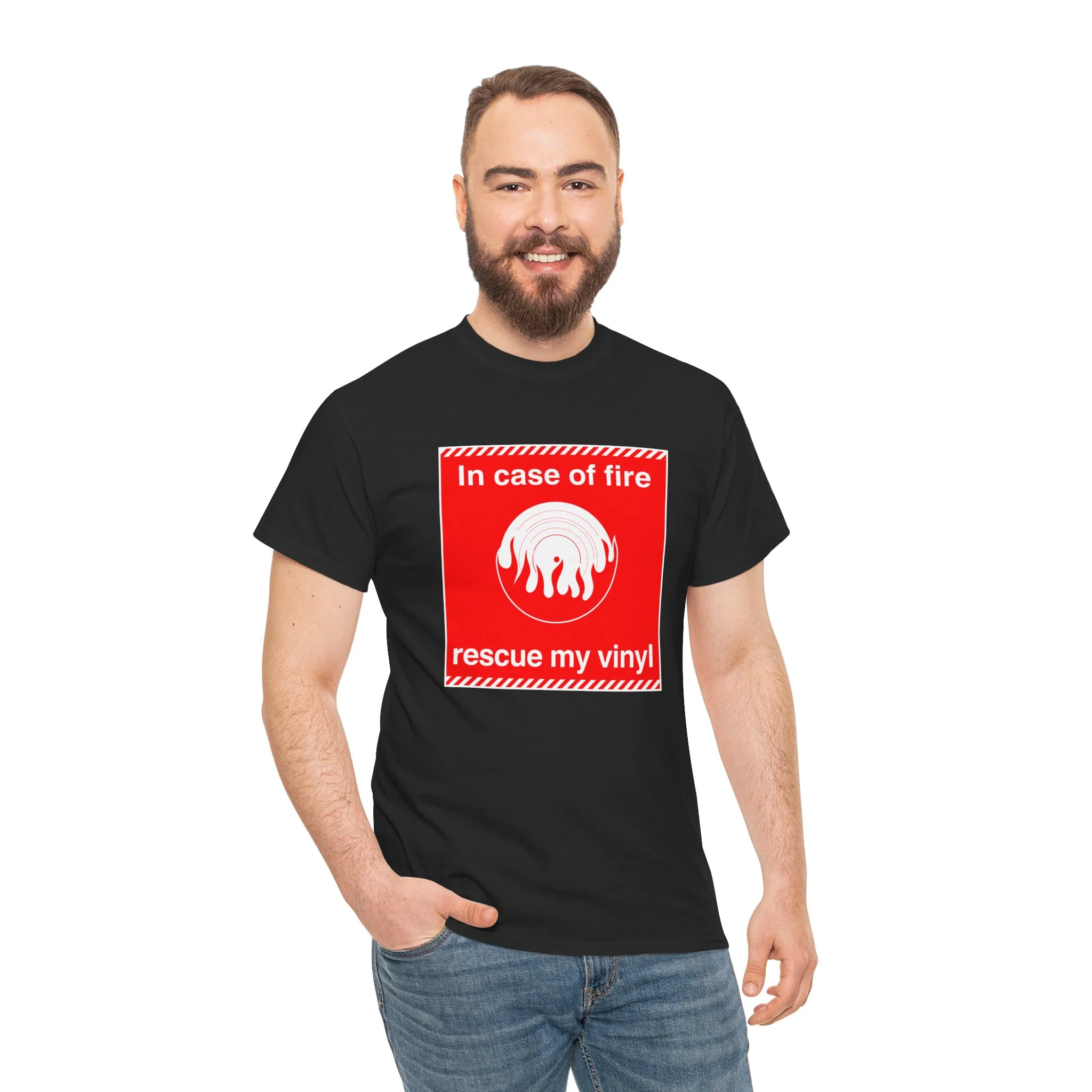 'In Case of Fire, Save My Vinyl' T-Shirt - Image 6