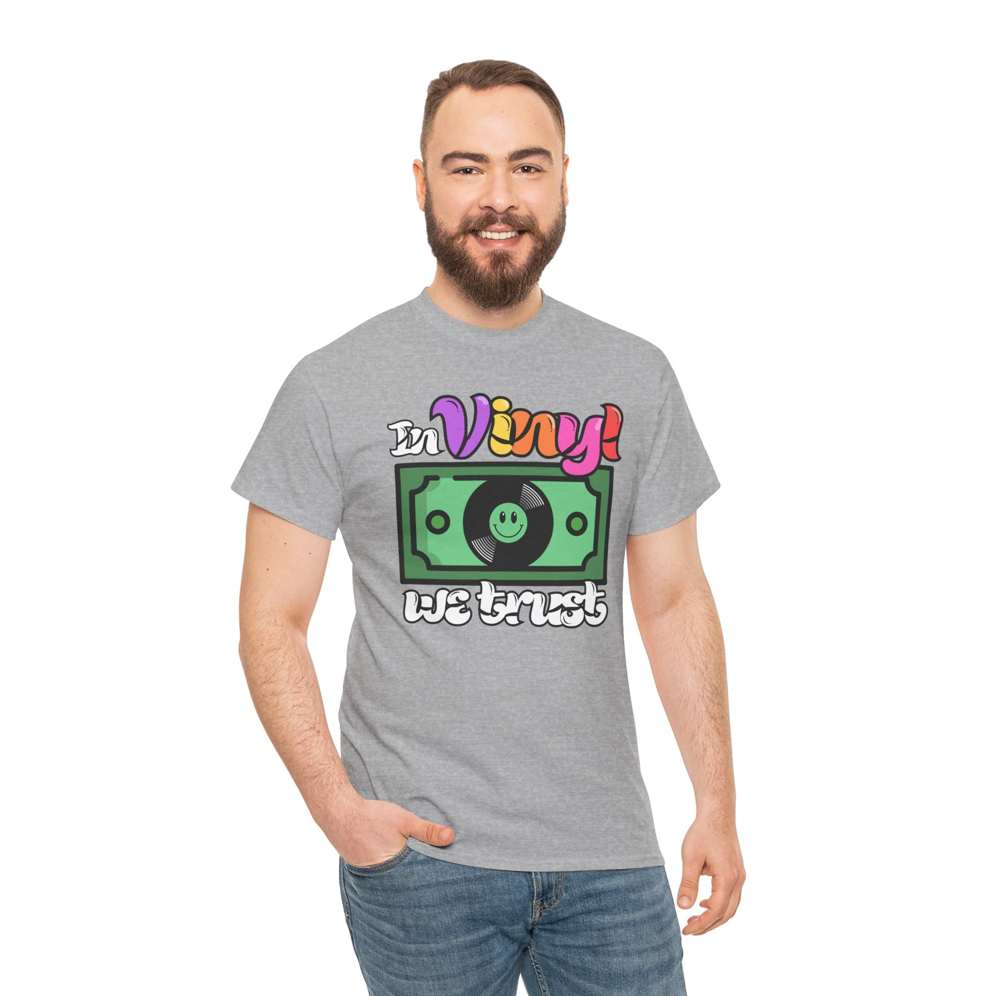 'In Vinyl We Trust' Men's T-Shirt - Image 15