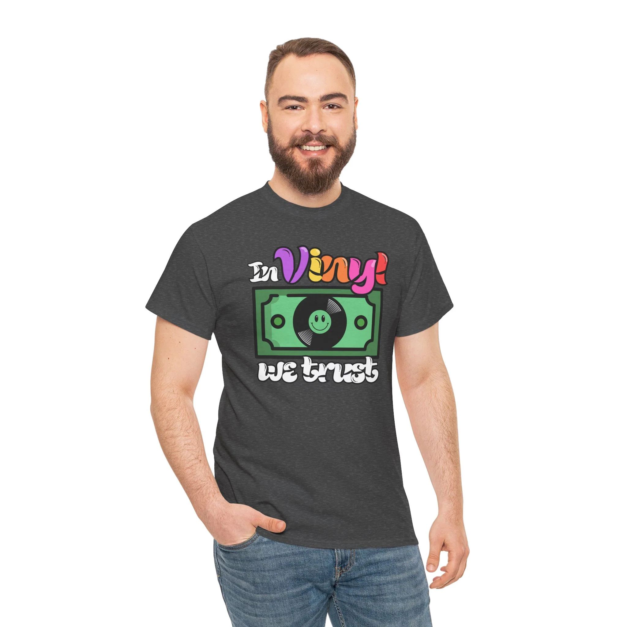 'In Vinyl We Trust' Men's T-Shirt - Image 33