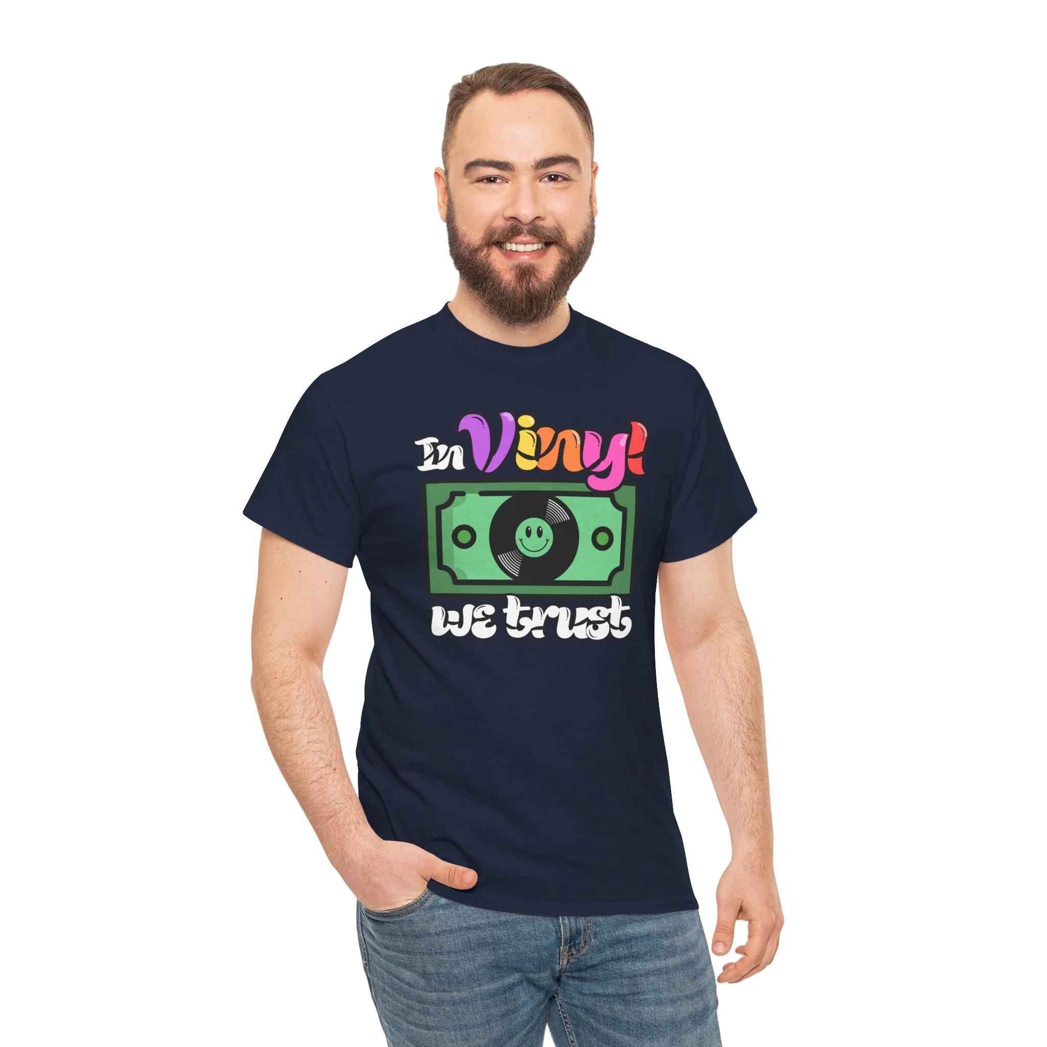 'In Vinyl We Trust' Men's T-Shirt - Image 51