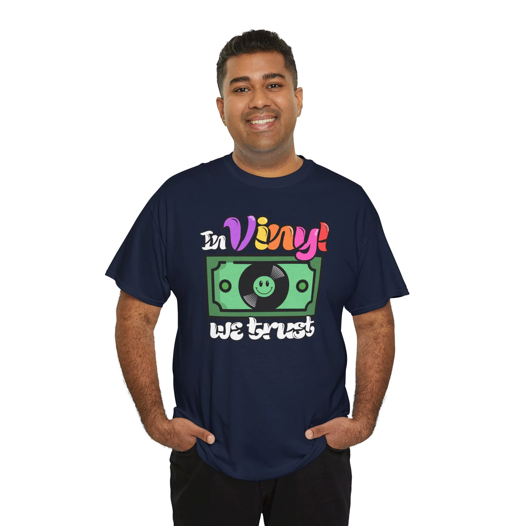 'In Vinyl We Trust' Men's T-Shirt - Image 52