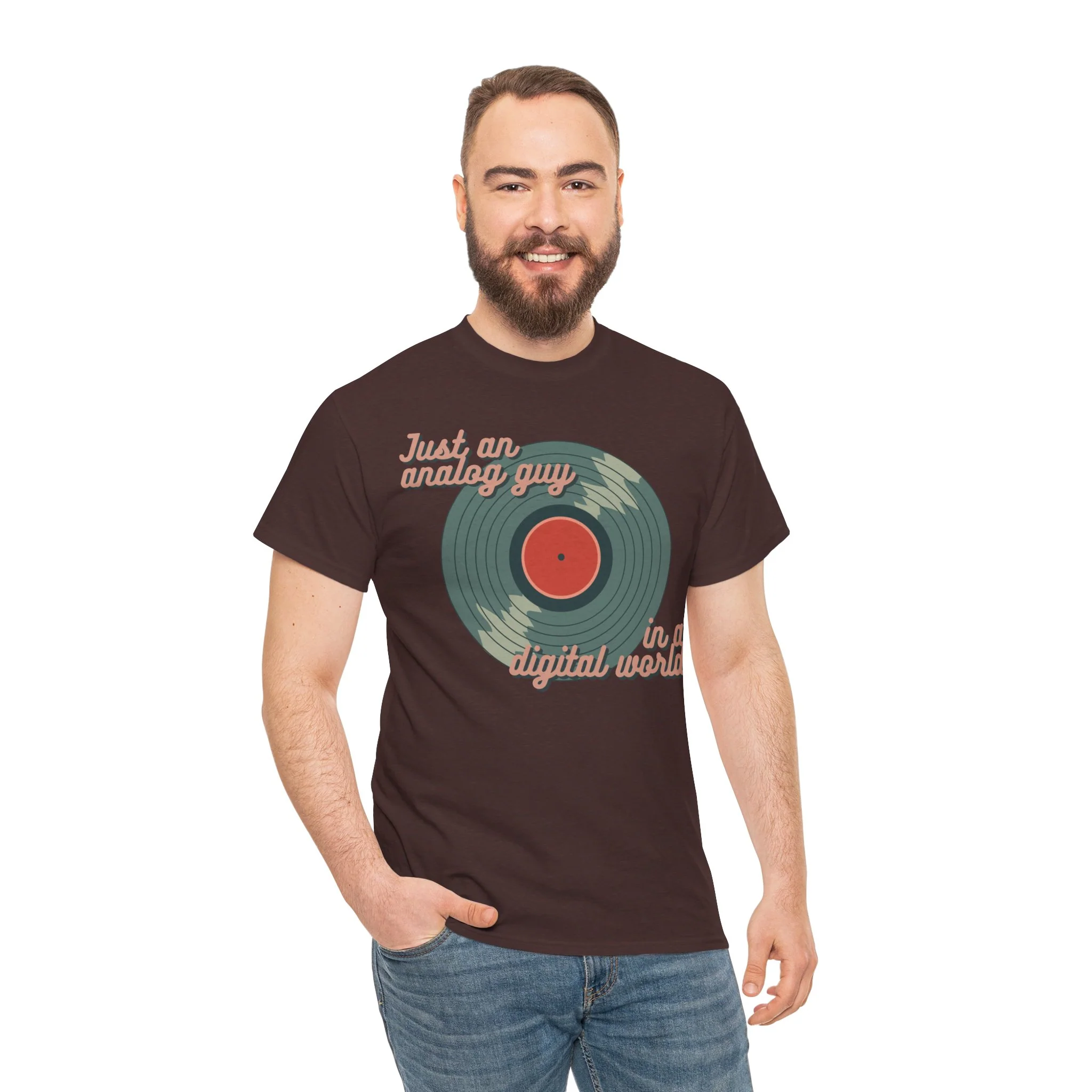 'Just an Analog Guy, In a Digital World' Men's T-Shirt - Image 15