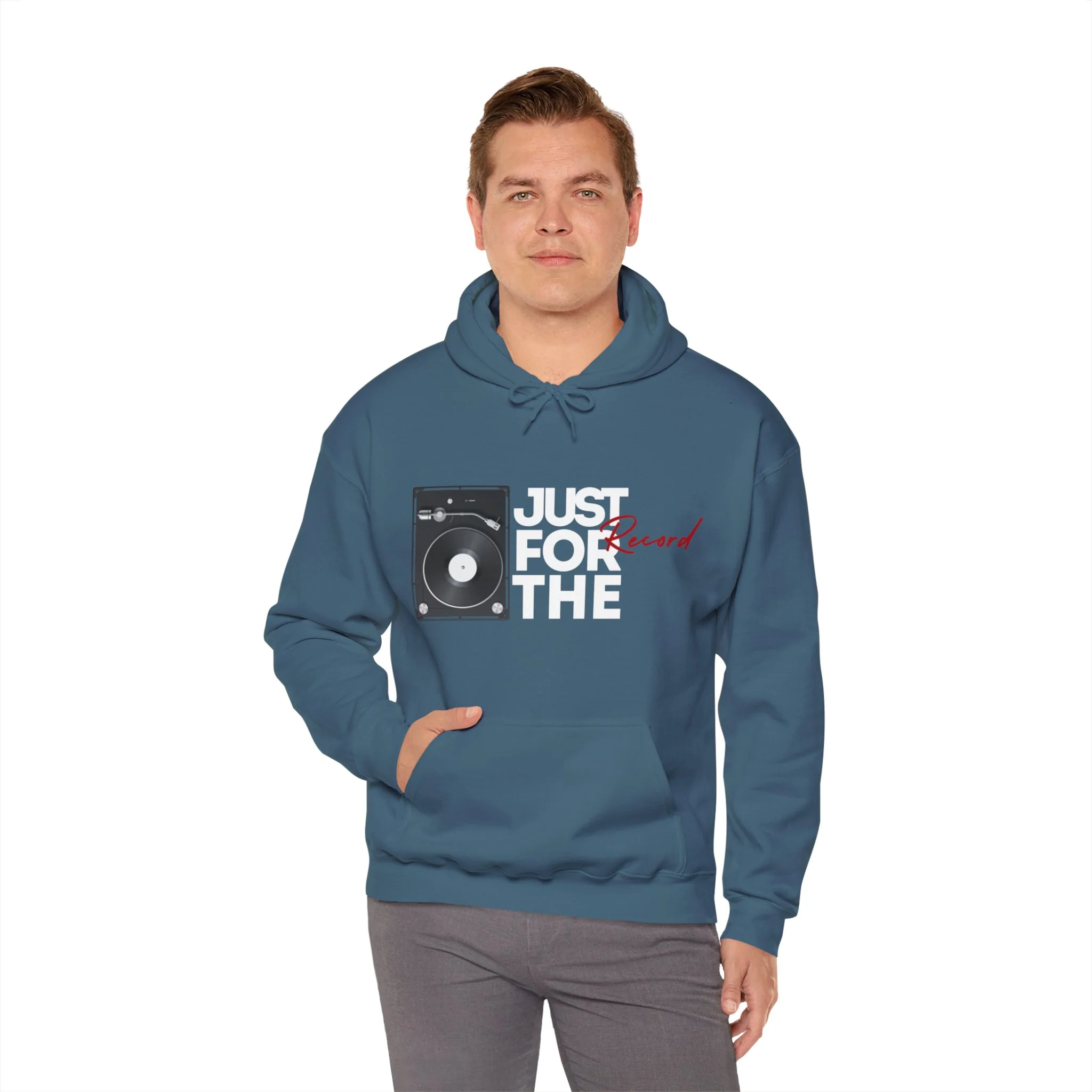 'Just for the Record' Men's Hoodie - Image 13