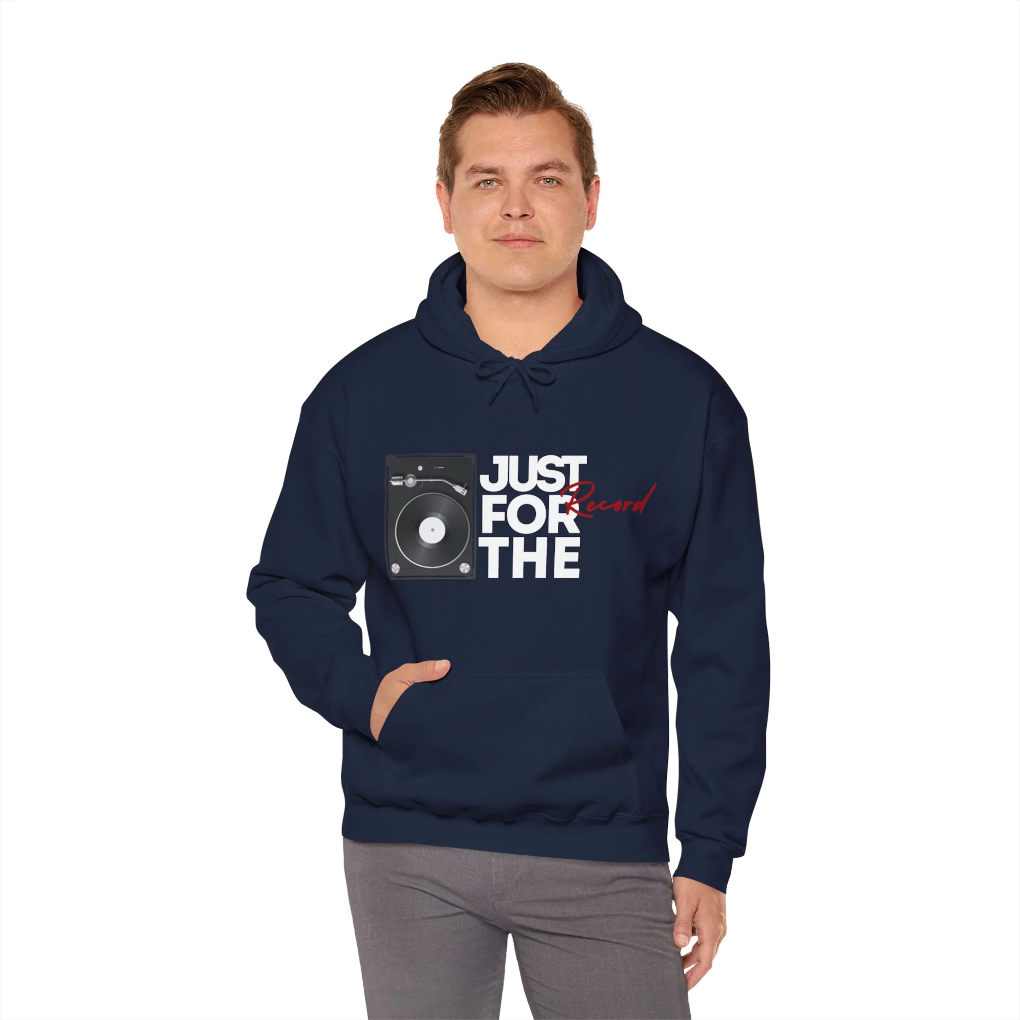'Just for the Record' Men's Hoodie - Image 35