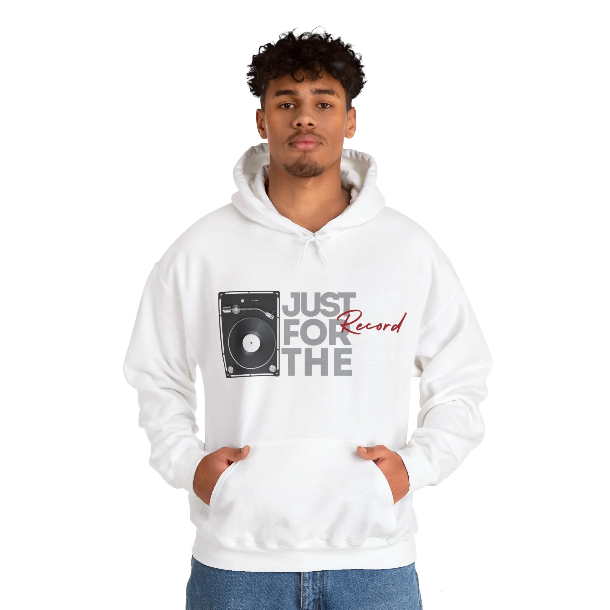 'Just for the Record' Men's Hoodie - Image 40