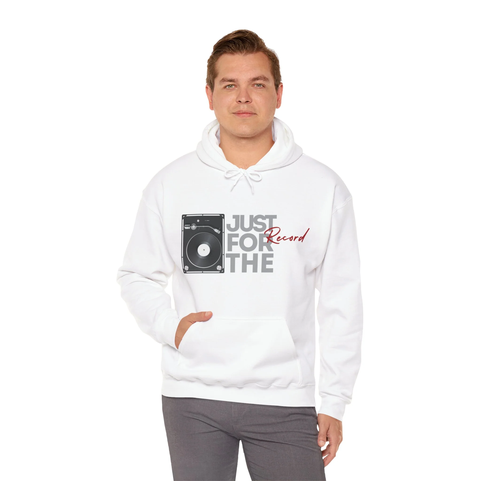 'Just for the Record' Men's Hoodie - Image 41