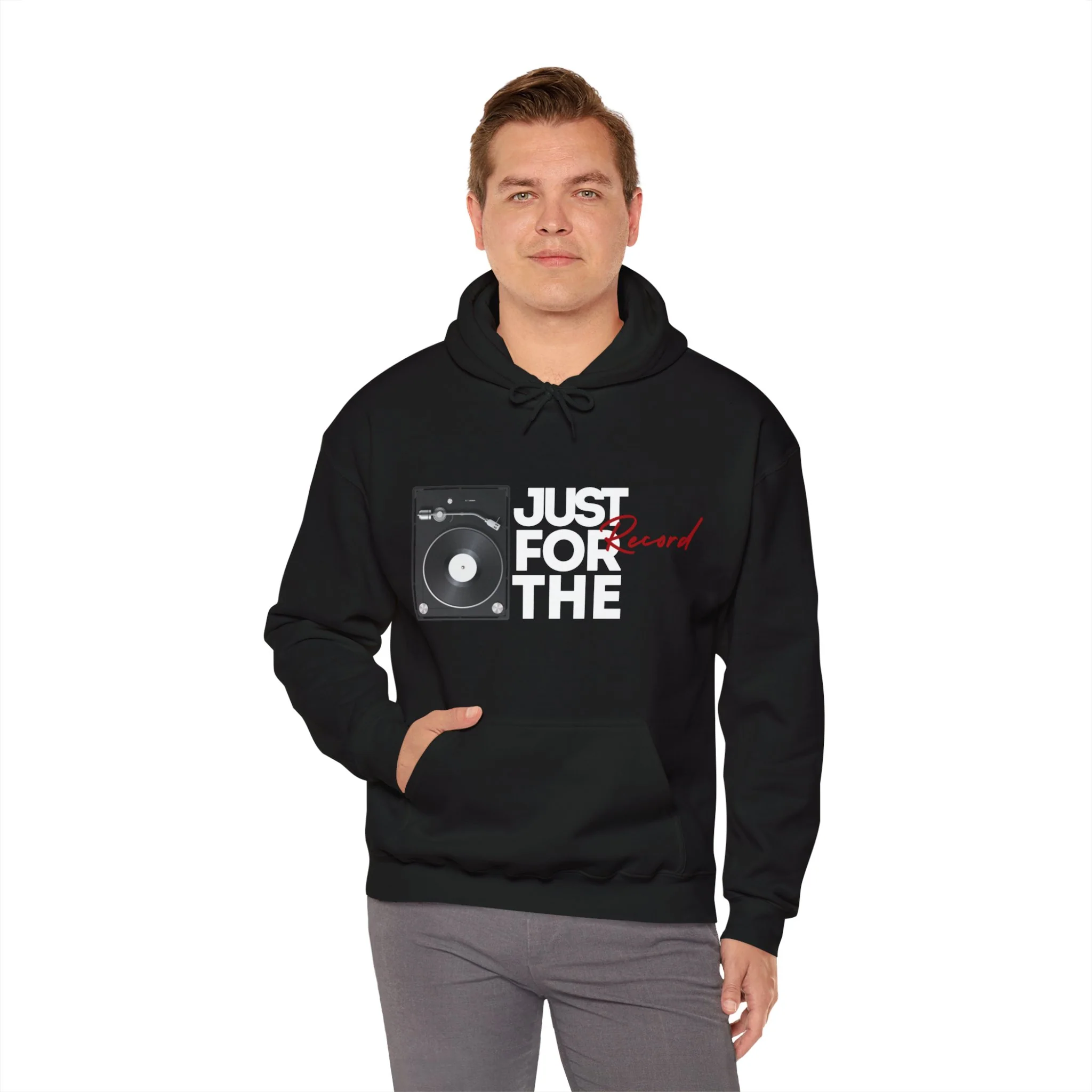 'Just for the Record' Men's Hoodie - Image 6