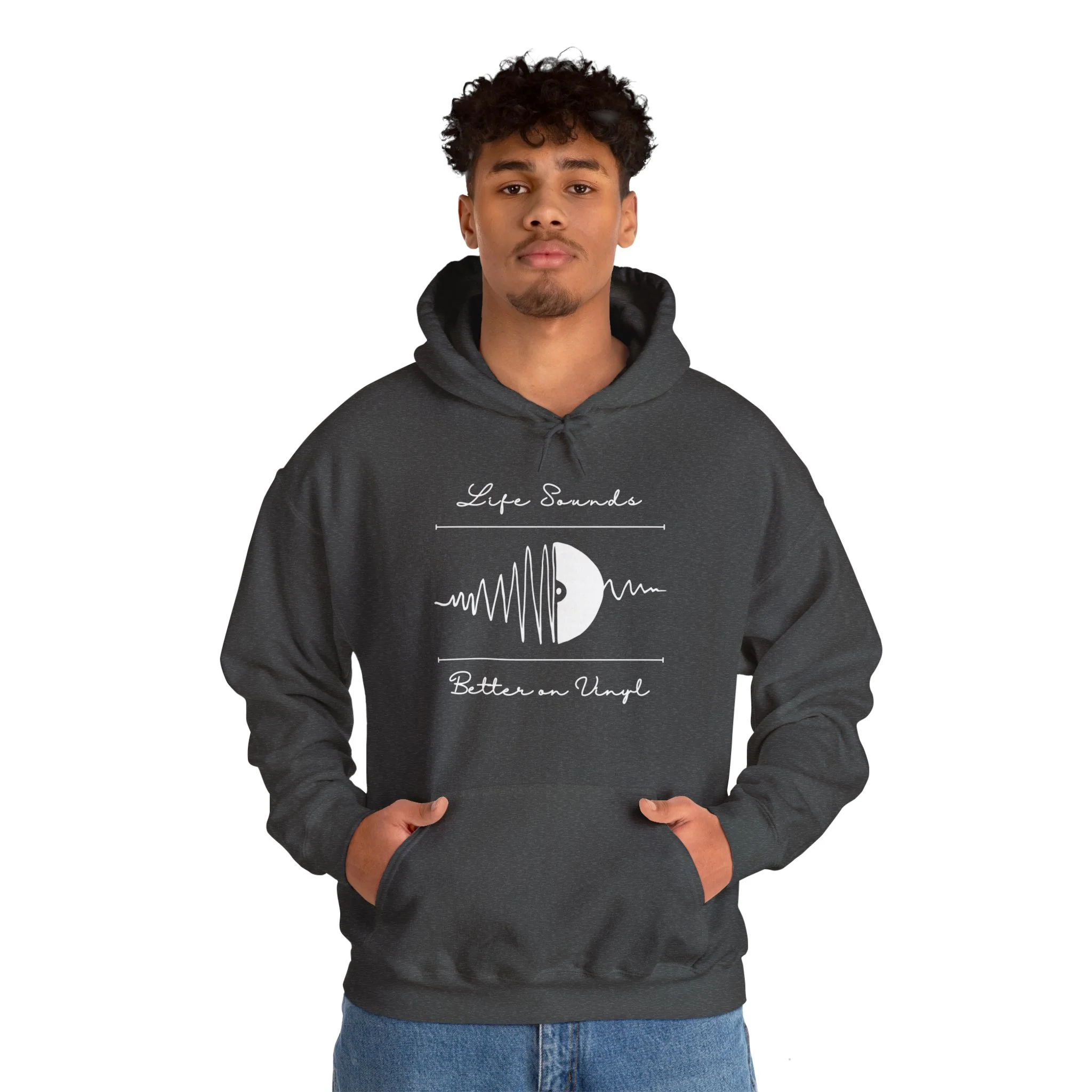 'Life Sounds Better on Vinyl' Men's Hoodie - Image 14