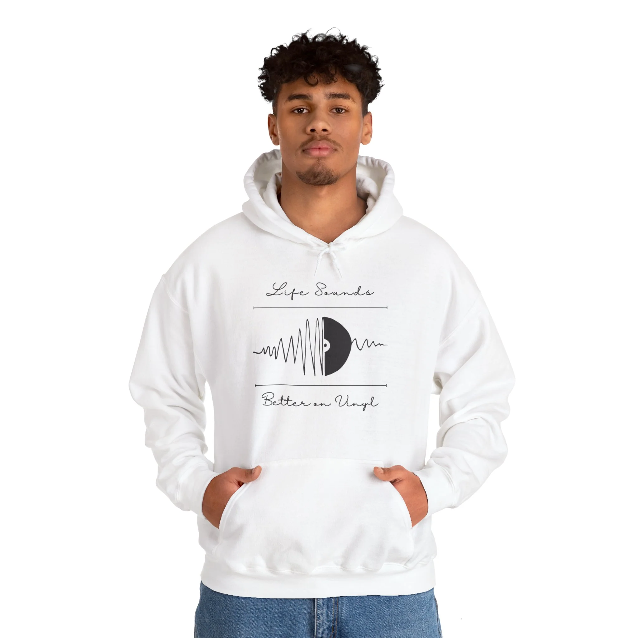 'Life Sounds Better on Vinyl' Men's Hoodie - Image 22