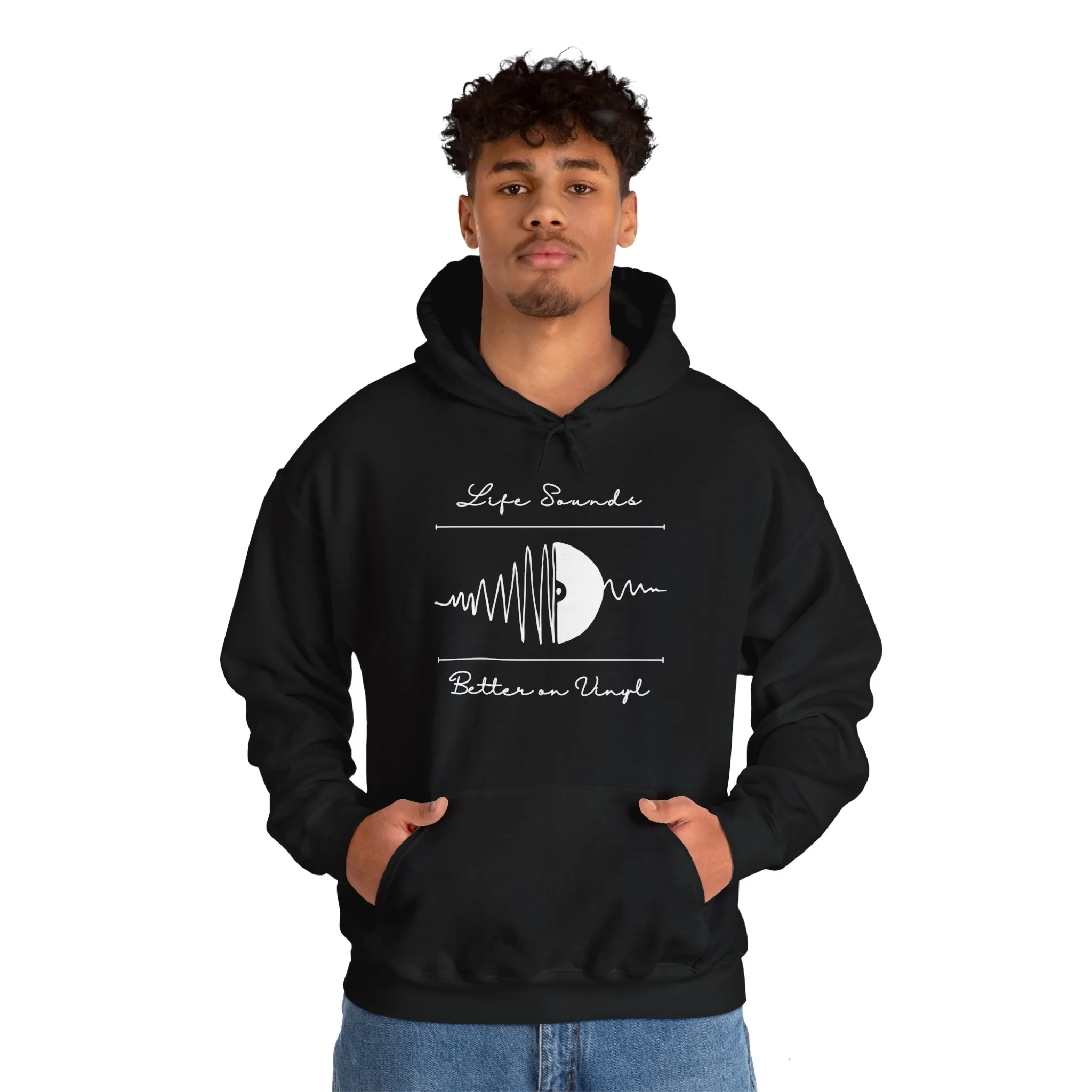 'Life Sounds Better on Vinyl' Men's Hoodie - Image 30