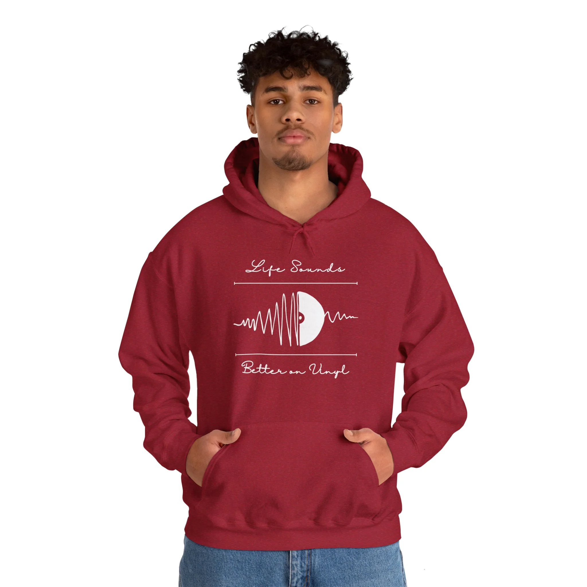 'Life Sounds Better on Vinyl' Men's Hoodie - Image 38