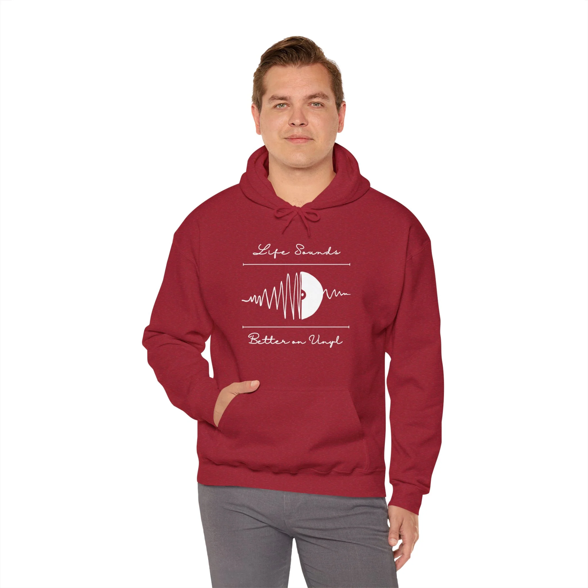 'Life Sounds Better on Vinyl' Men's Hoodie - Image 39