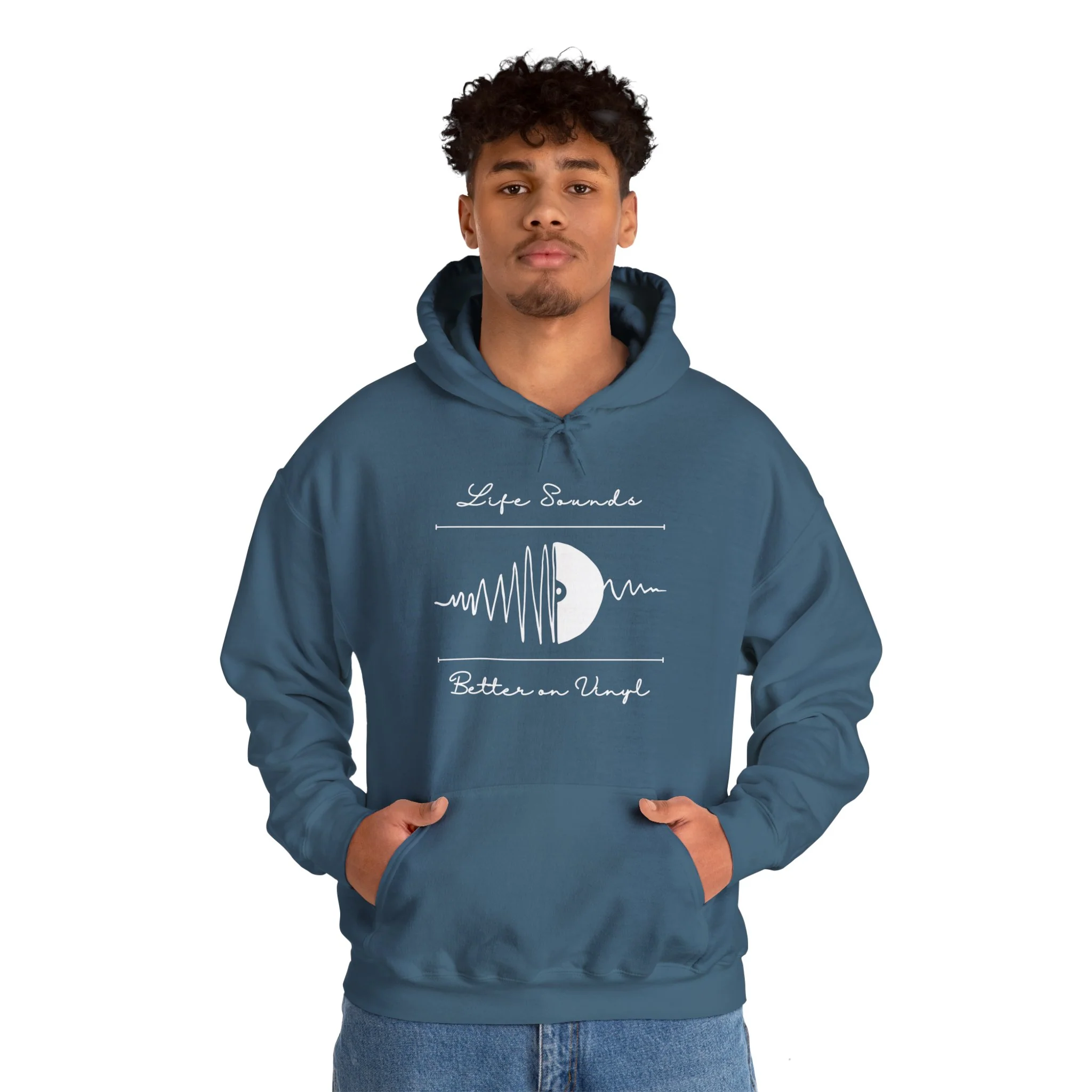 'Life Sounds Better on Vinyl' Men's Hoodie - Image 46