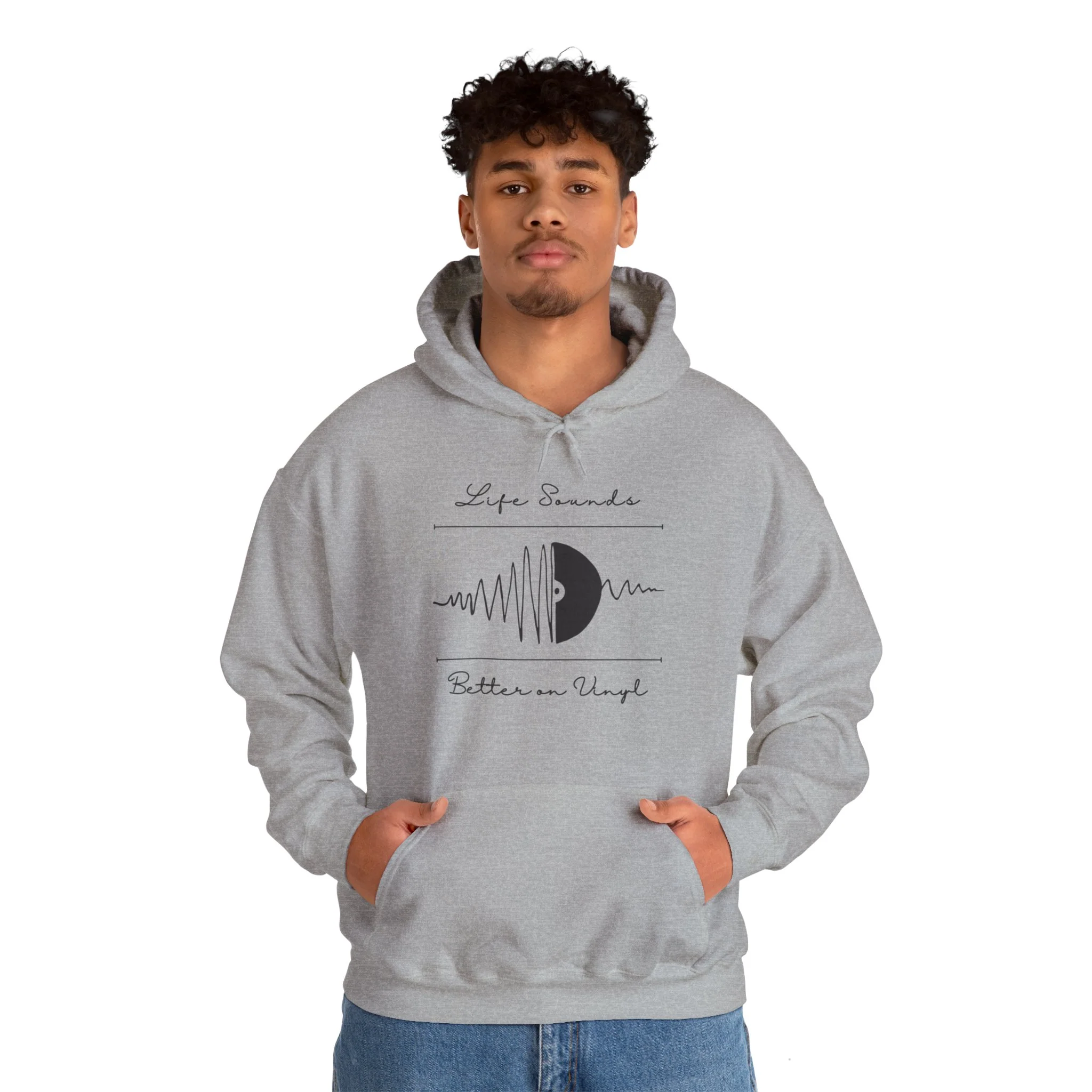 'Life Sounds Better on Vinyl' Men's Hoodie - Image 6