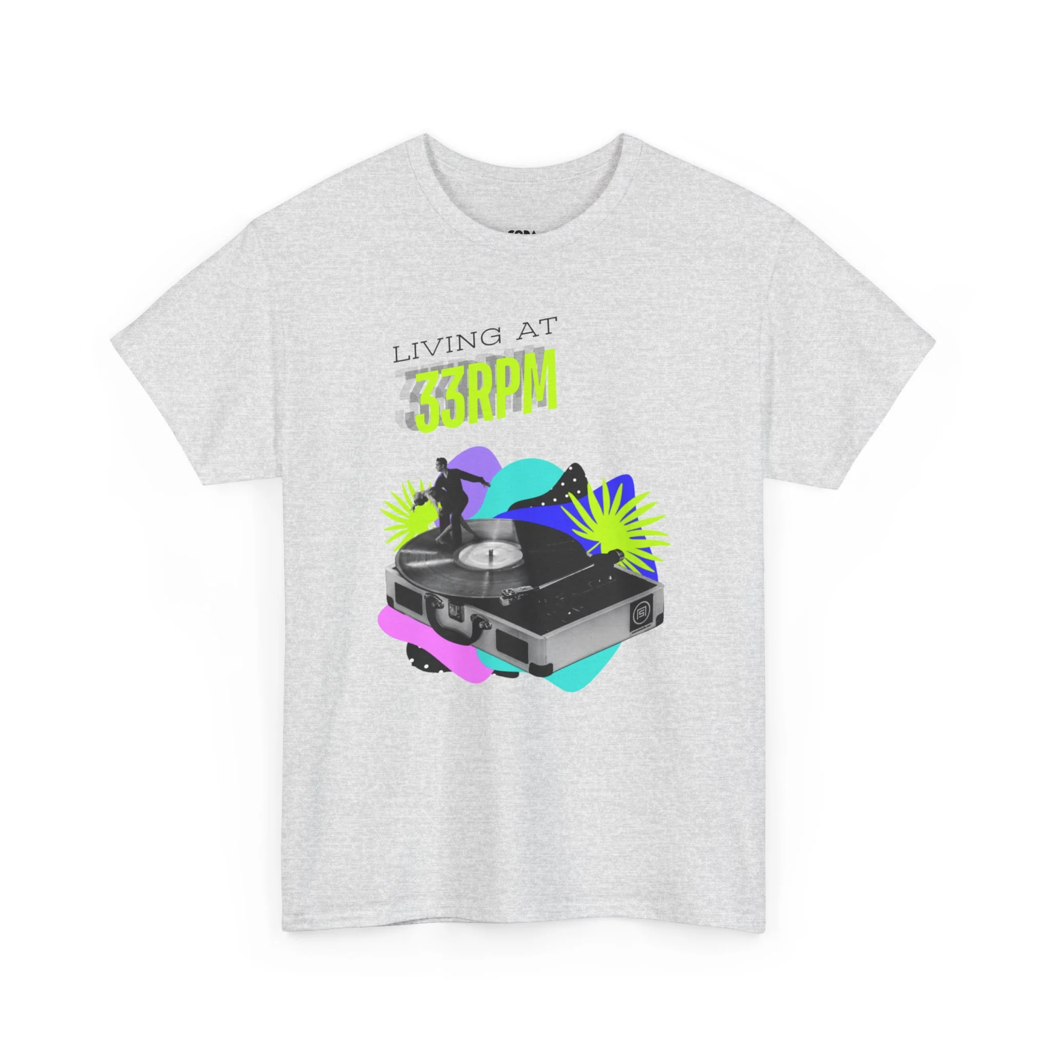 'Living at 33rpm' Flouro Men's T-Shirt - Image 10