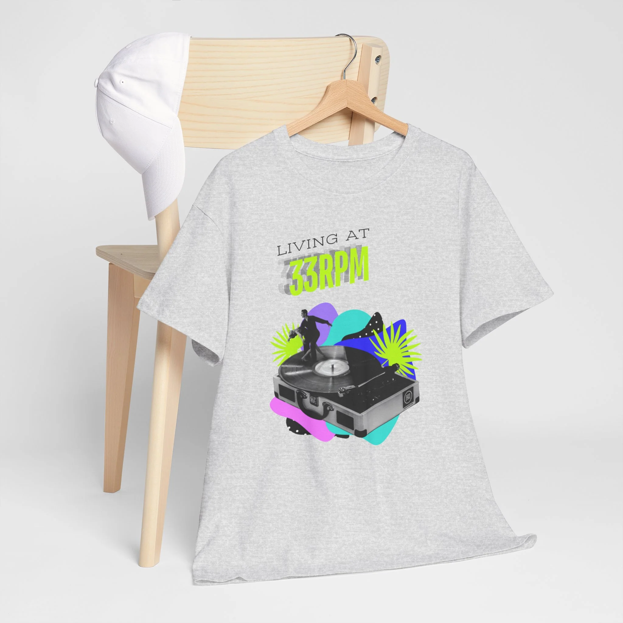 'Living at 33rpm' Flouro Men's T-Shirt - Image 12