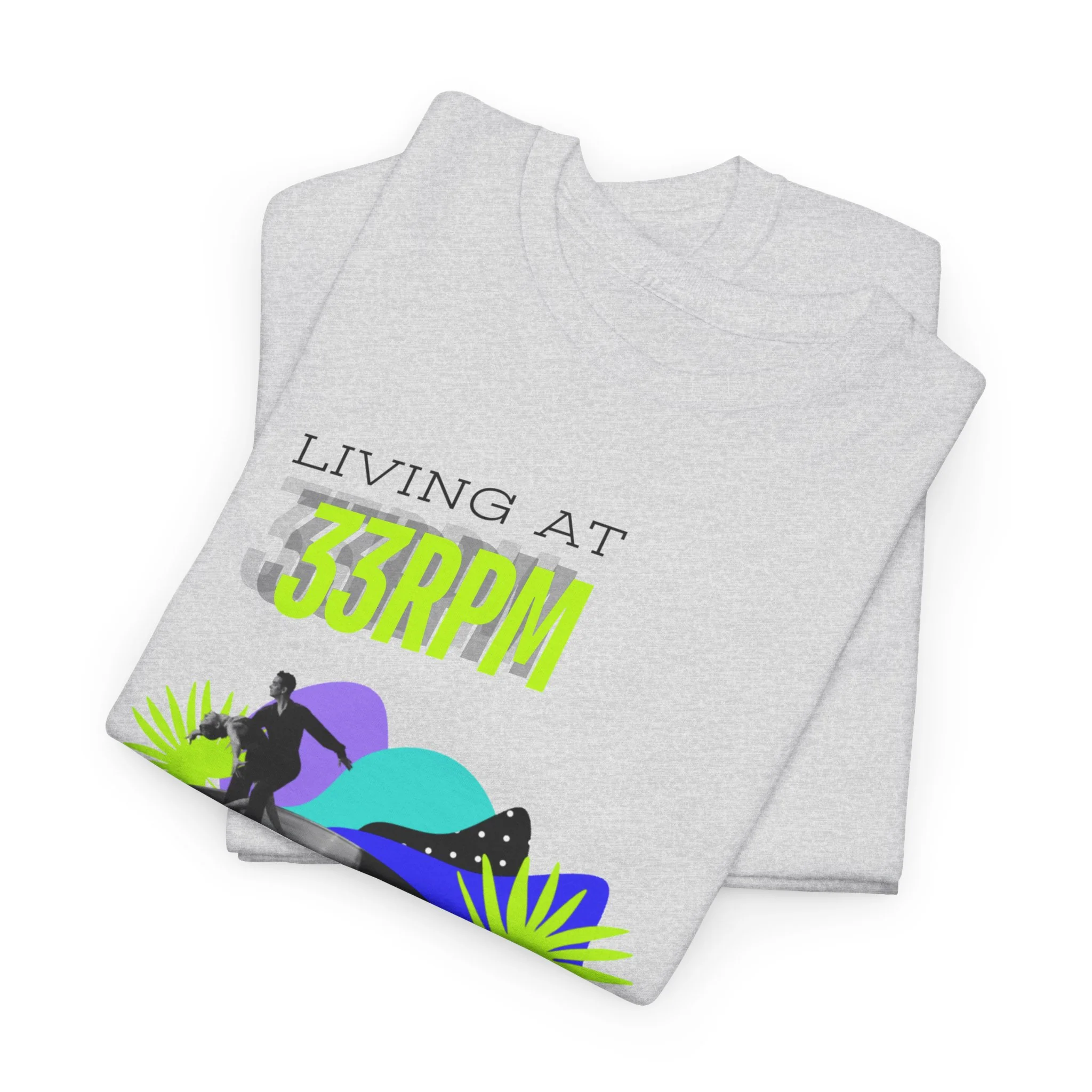 'Living at 33rpm' Flouro Men's T-Shirt - Image 13