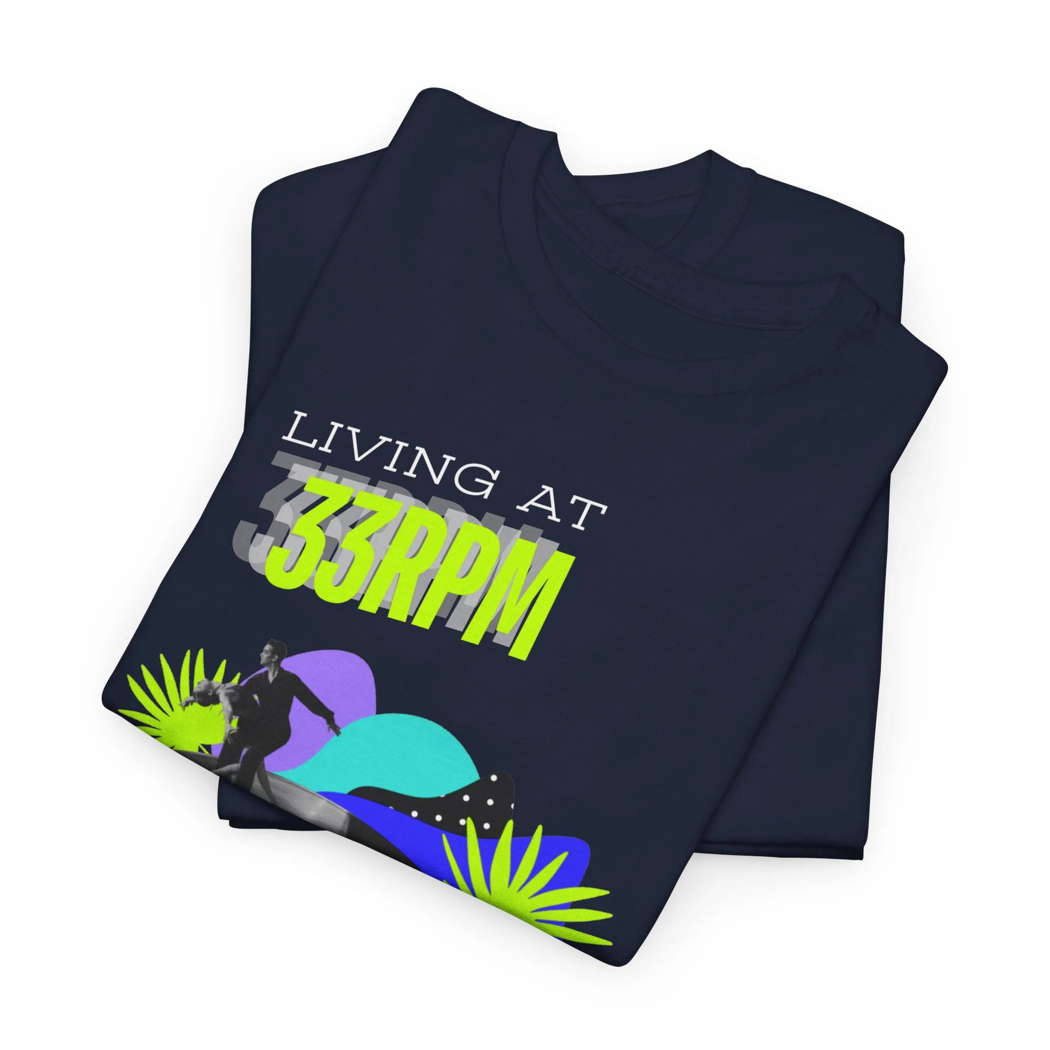'Living at 33rpm' Flouro Men's T-Shirt - Image 21
