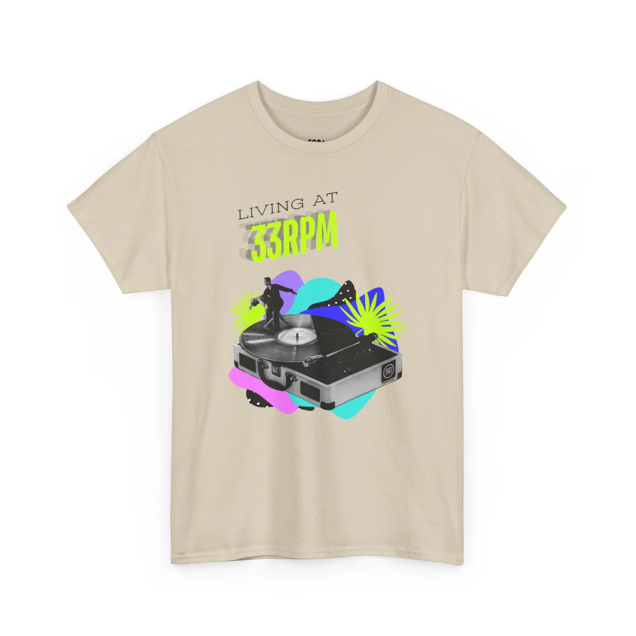 'Living at 33rpm' Flouro Men's T-Shirt - Image 27