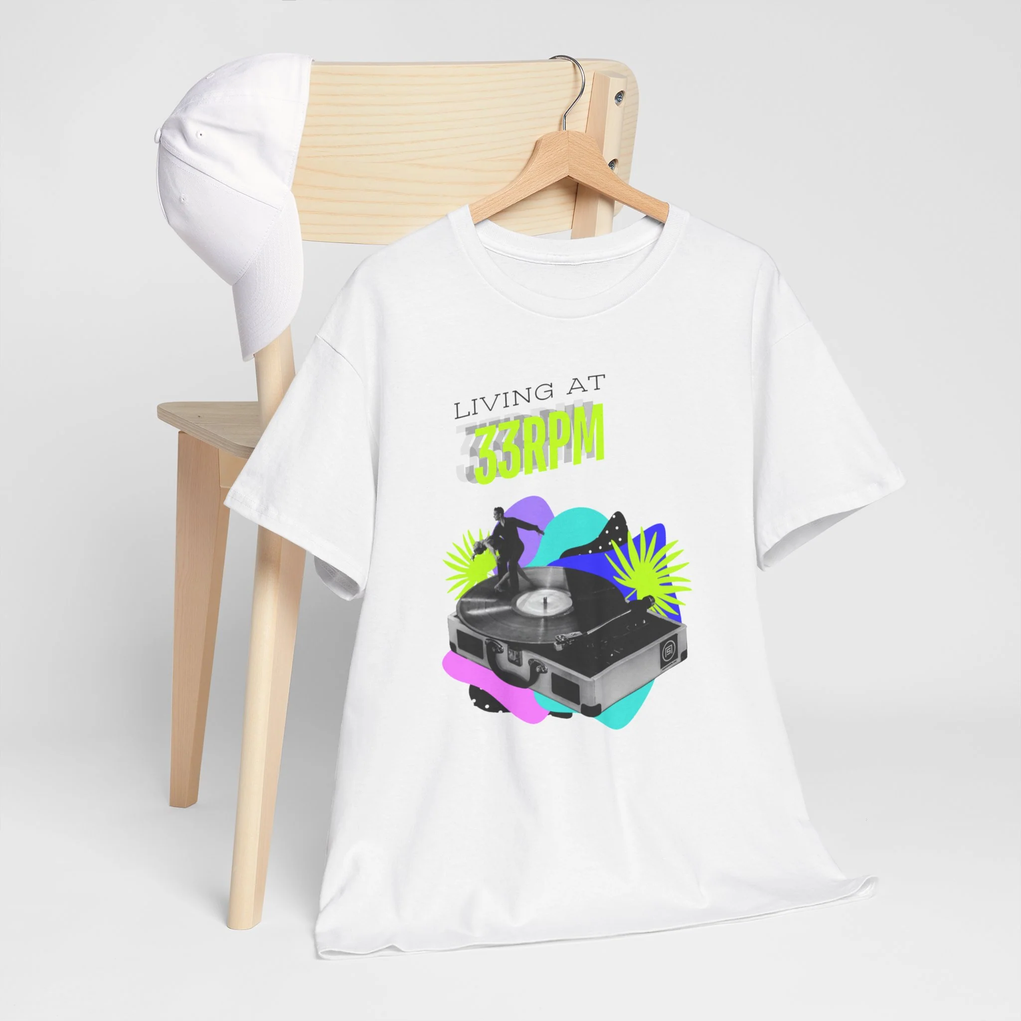 'Living at 33rpm' Flouro Men's T-Shirt - Image 3