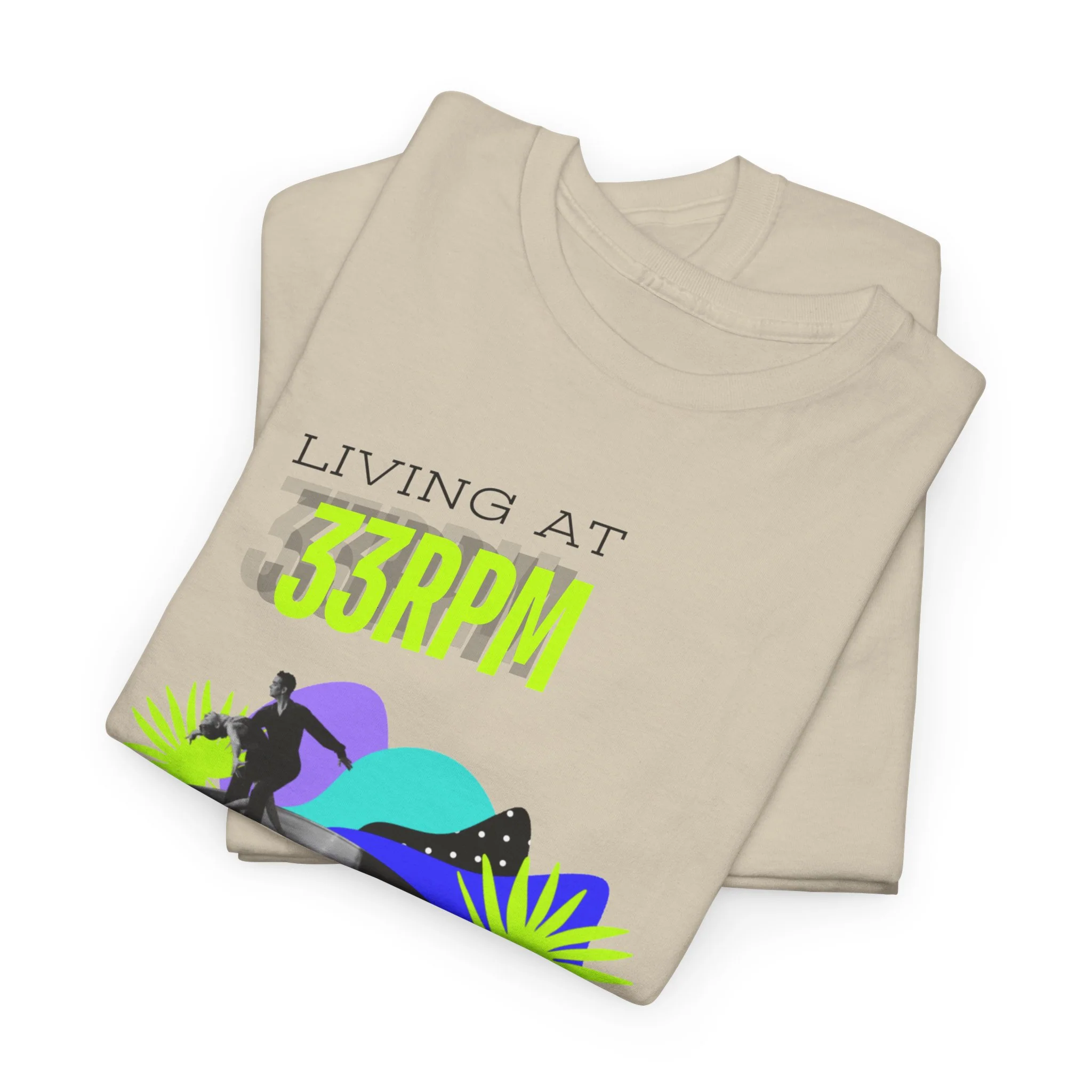 'Living at 33rpm' Flouro Men's T-Shirt - Image 30