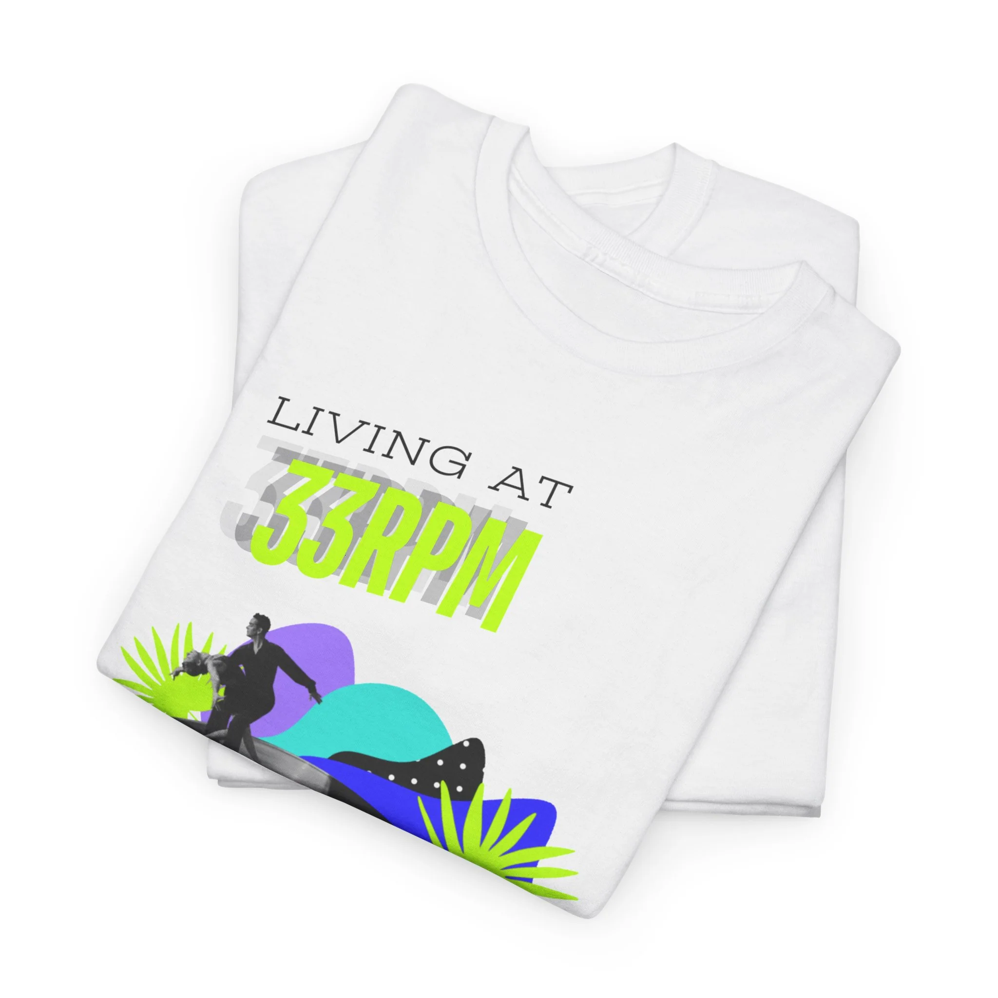 'Living at 33rpm' Flouro Men's T-Shirt - Image 4