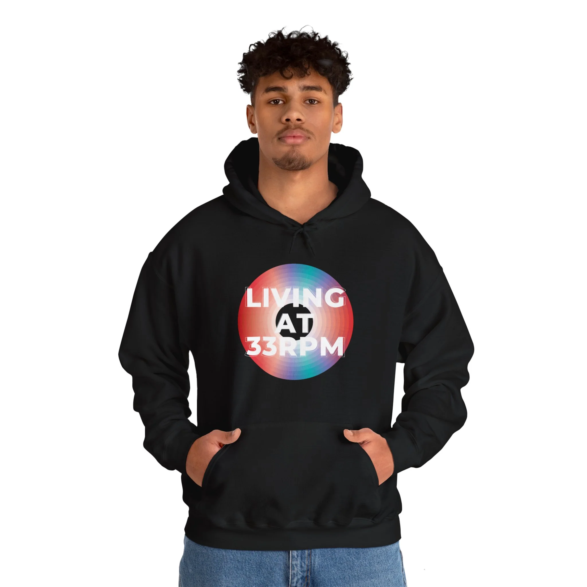 'Living at 33rpm' Men's Hoodie - Image 22