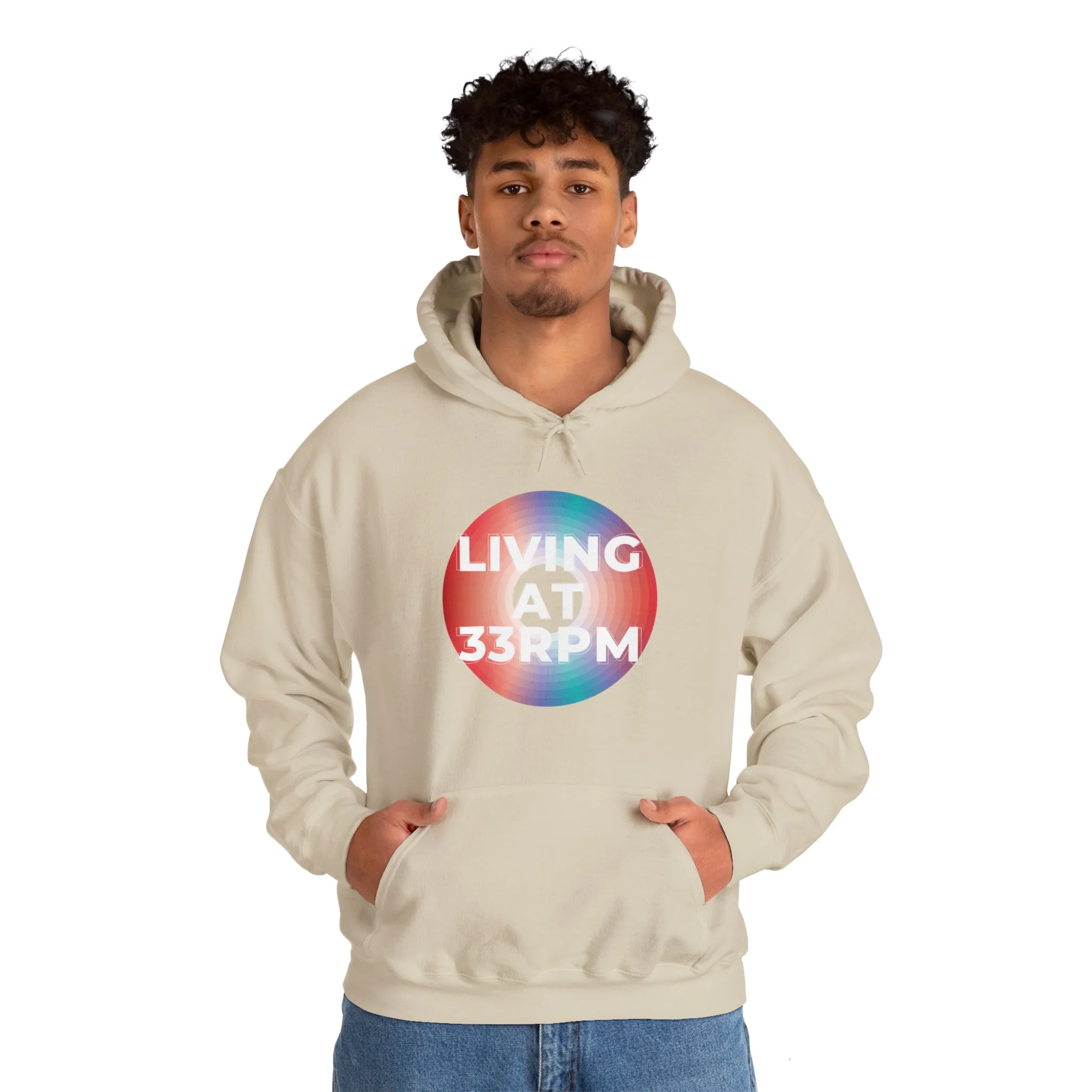 'Living at 33rpm' Men's Hoodie - Image 30