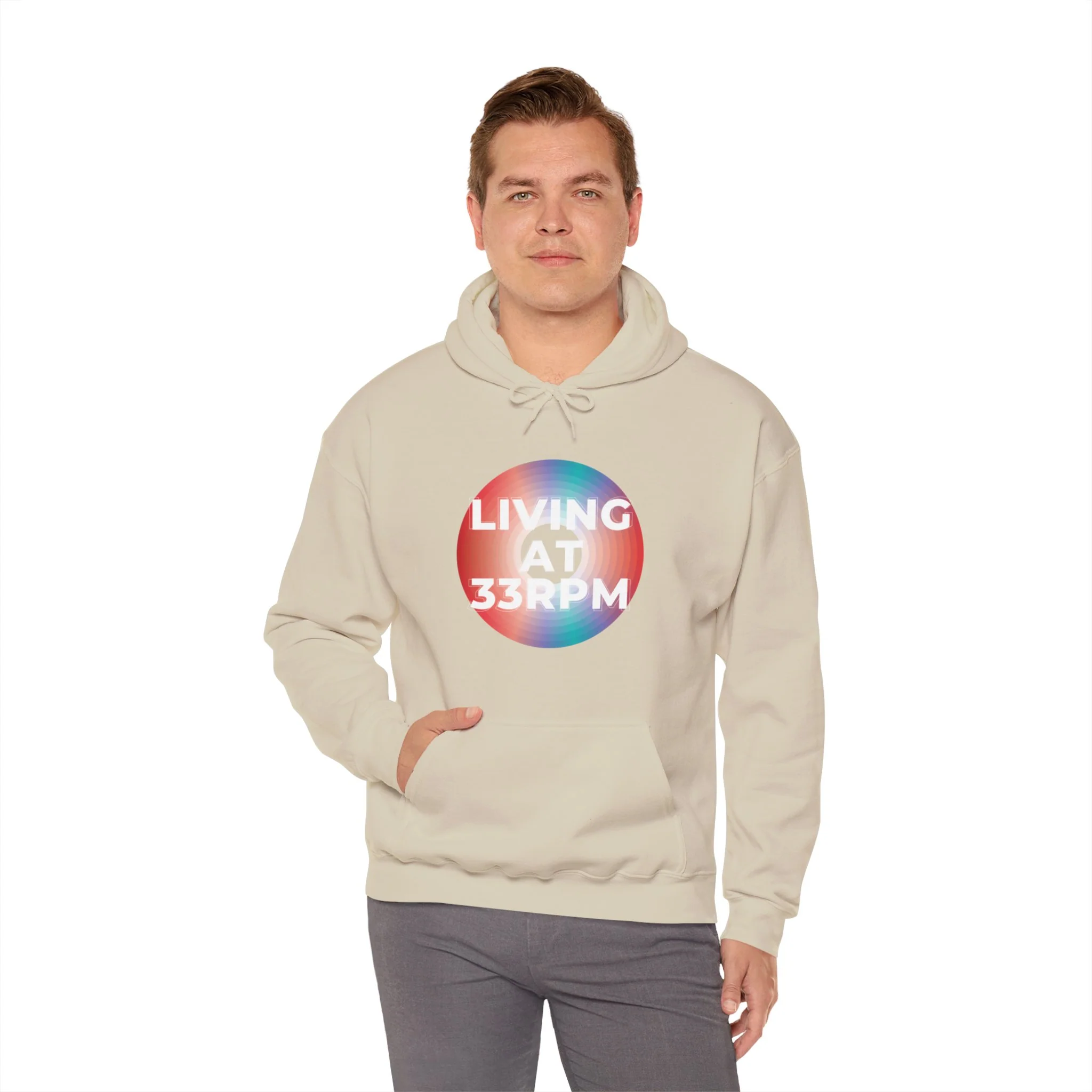 'Living at 33rpm' Men's Hoodie - Image 31