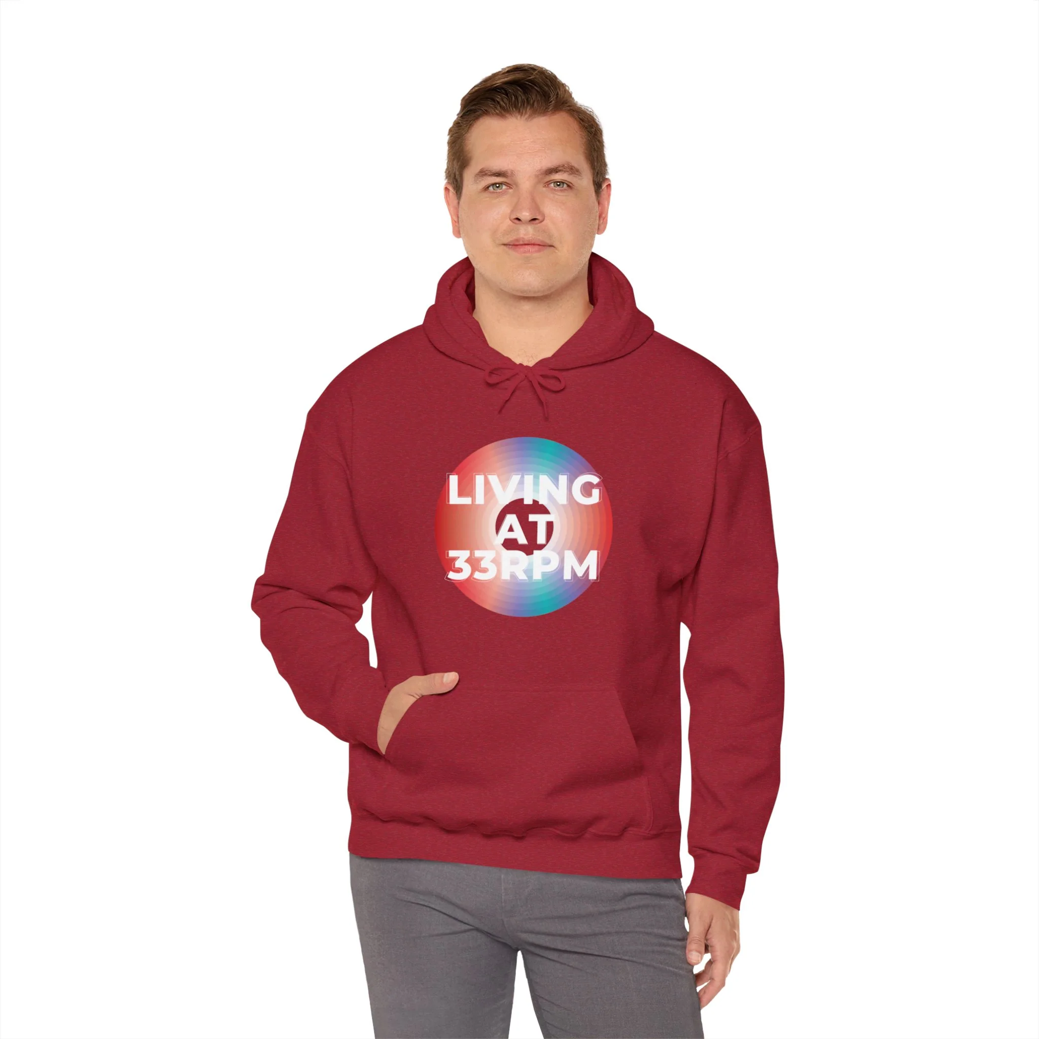 'Living at 33rpm' Men's Hoodie - Image 39