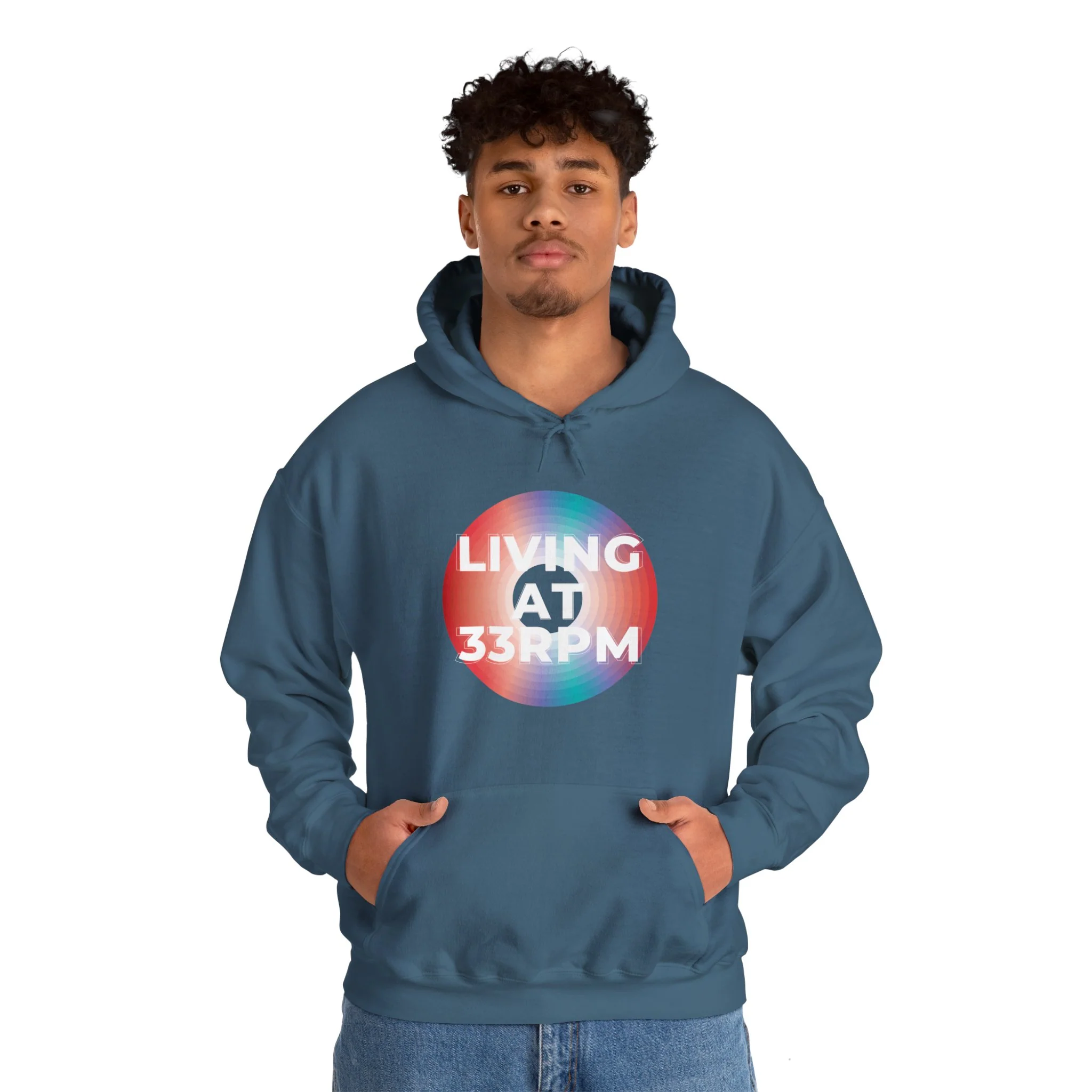 'Living at 33rpm' Men's Hoodie - Image 46