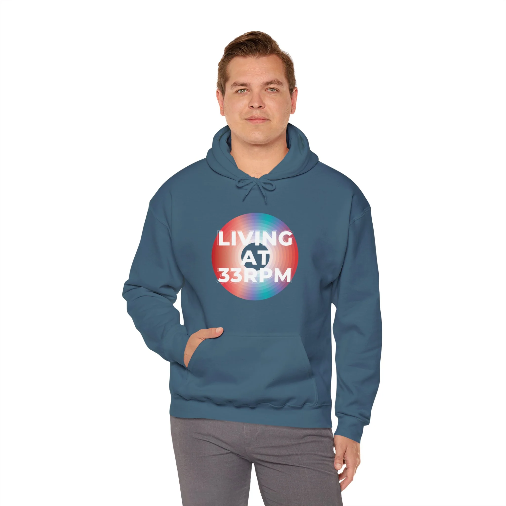 'Living at 33rpm' Men's Hoodie - Image 47