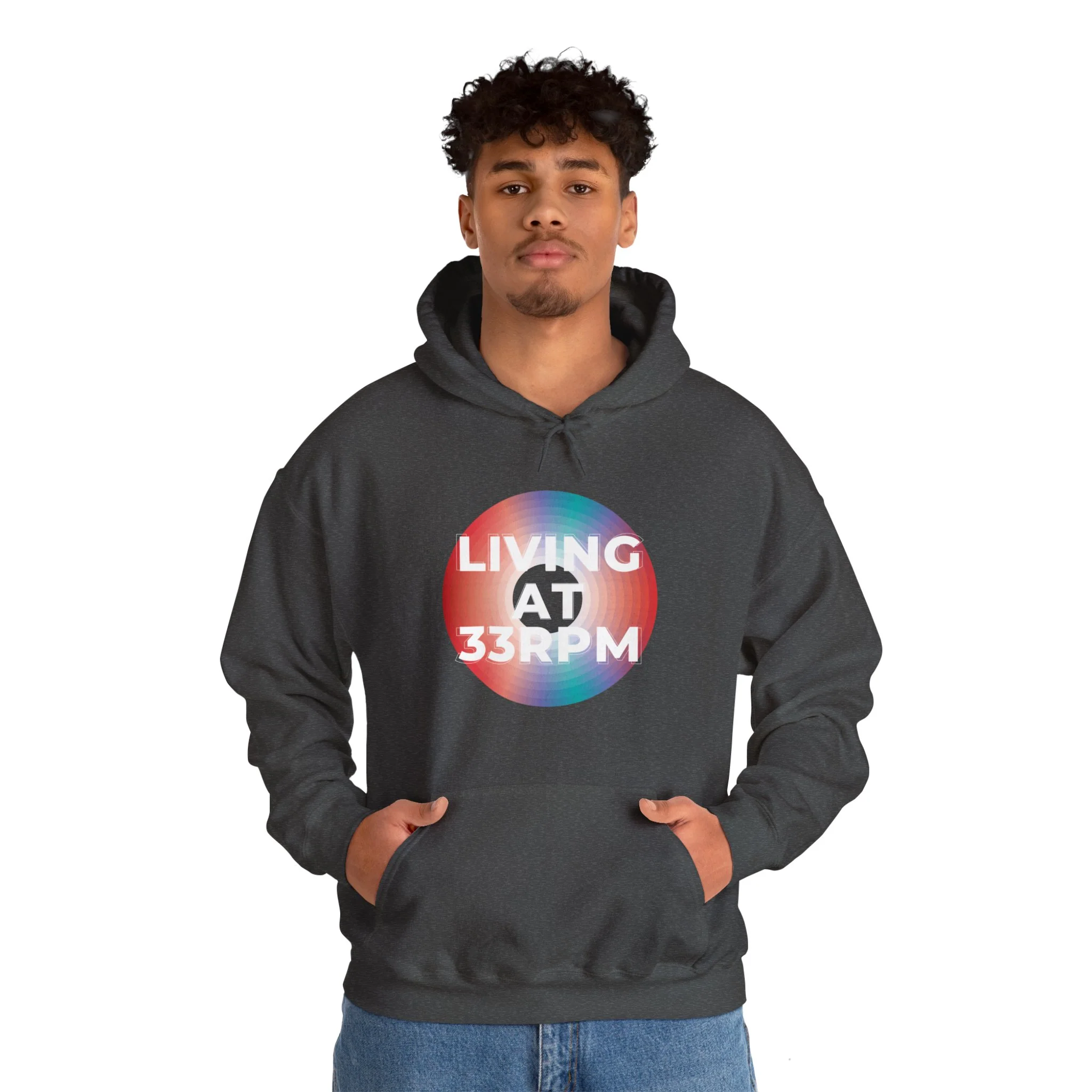 'Living at 33rpm' Men's Hoodie - Image 6