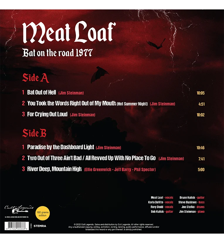 Meat Loaf – Bat On the Road 1977 (12-Inch Album on 180g Vinyl) - Image 3