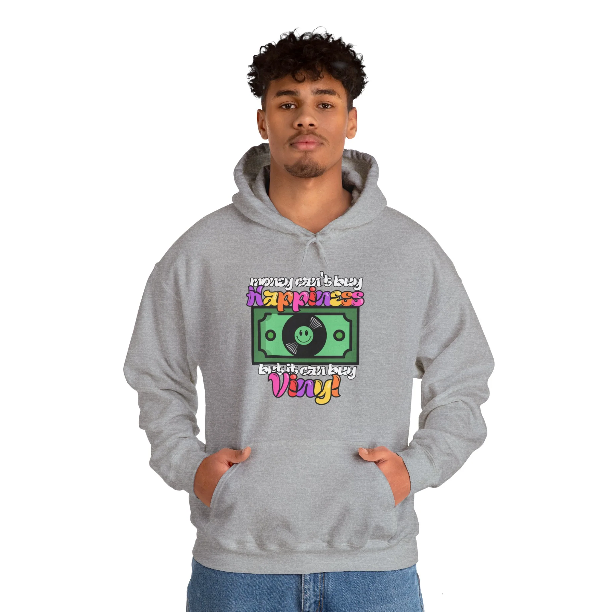 'Money Can't Buy Happiness, But It Can Buy Vinyl' Men's Hoodie - Image 22