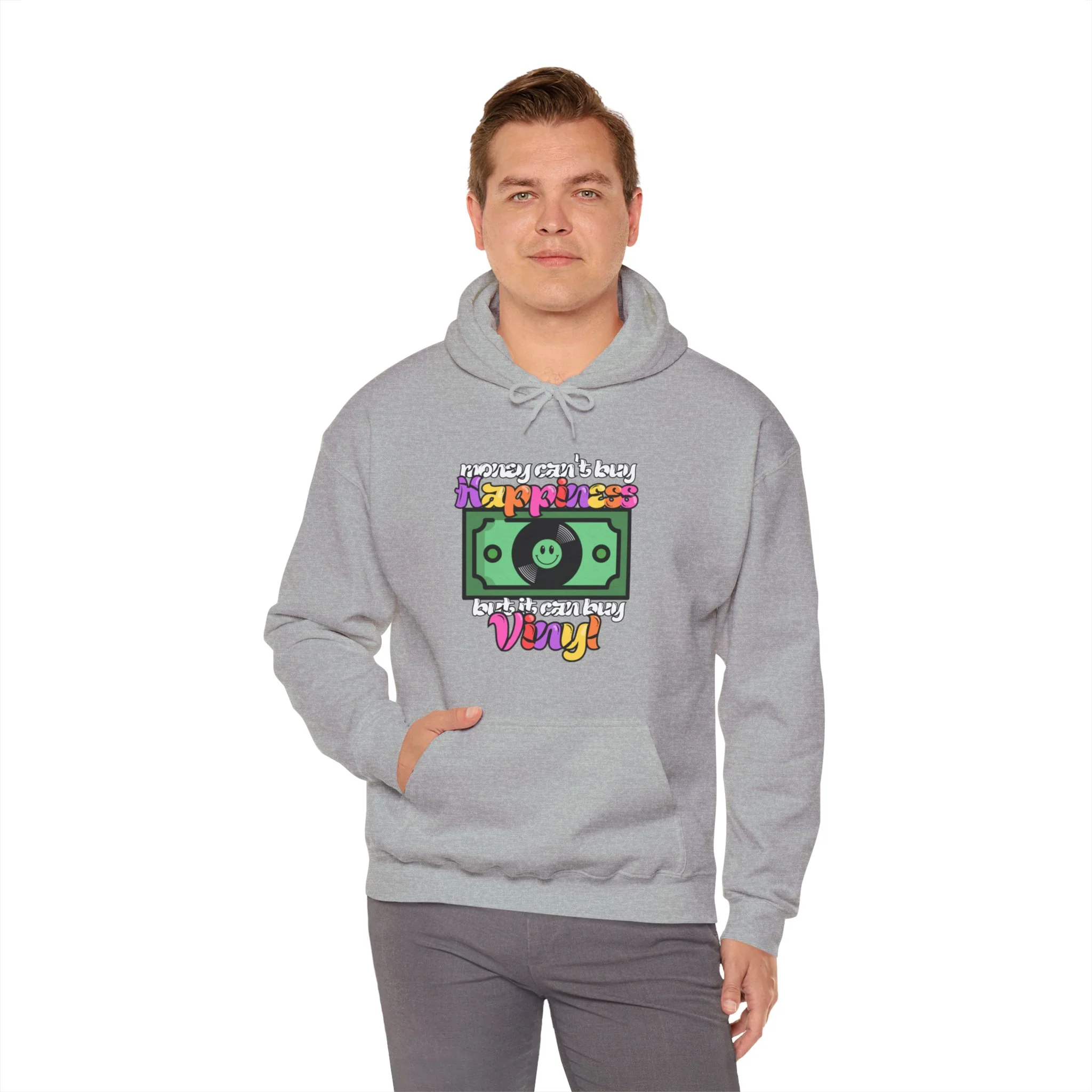 'Money Can't Buy Happiness, But It Can Buy Vinyl' Men's Hoodie - Image 23