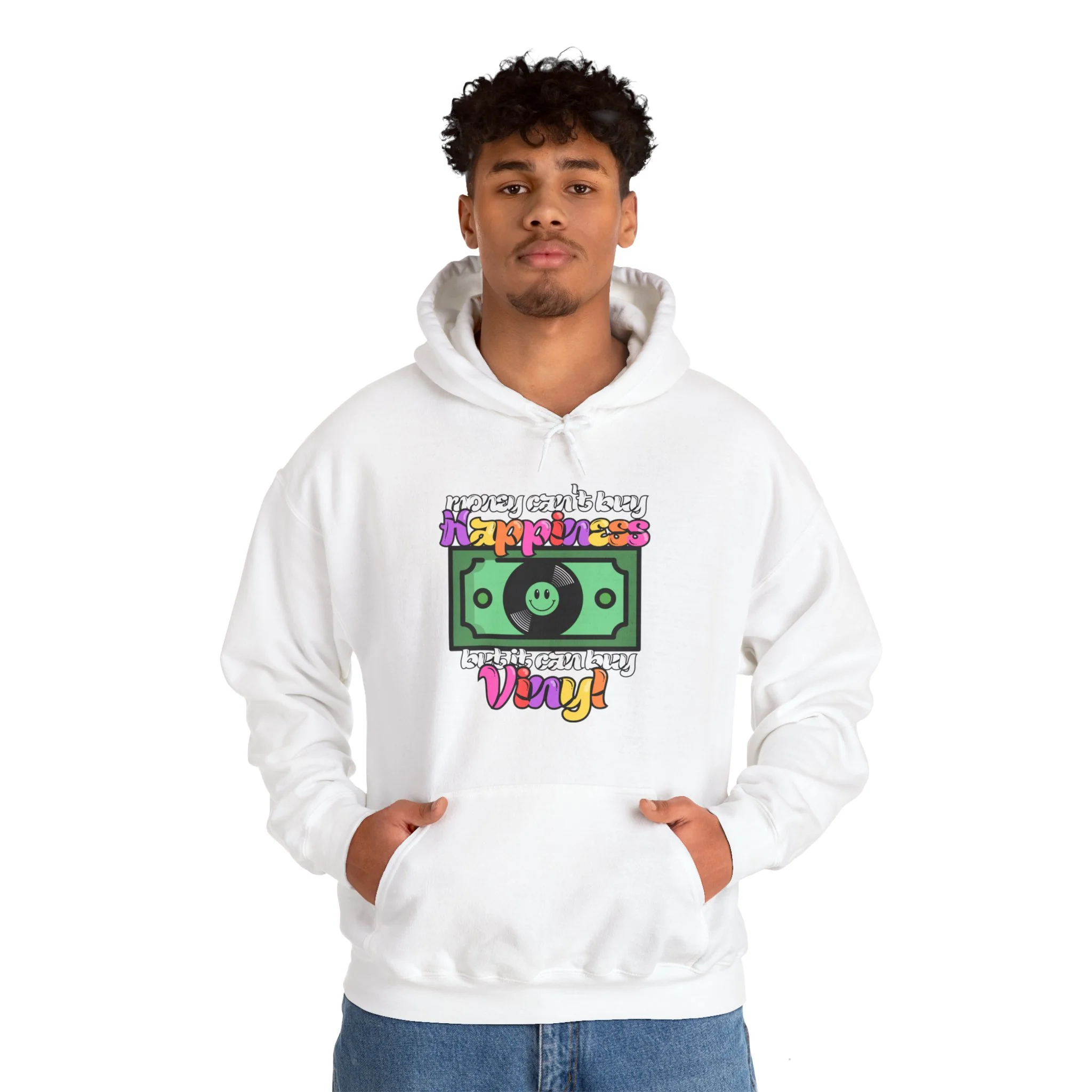 'Money Can't Buy Happiness, But It Can Buy Vinyl' Men's Hoodie - Image 30