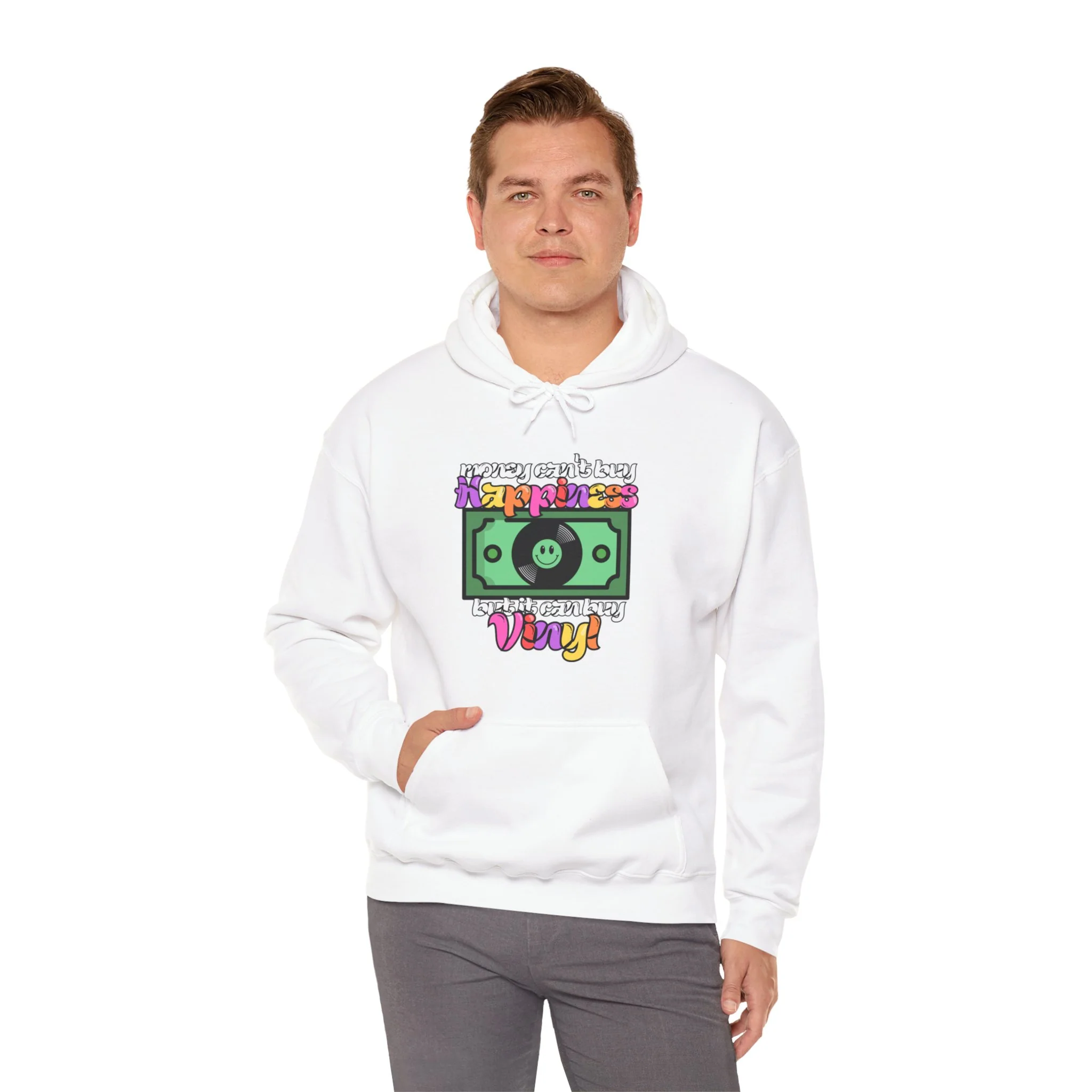 'Money Can't Buy Happiness, But It Can Buy Vinyl' Men's Hoodie - Image 31