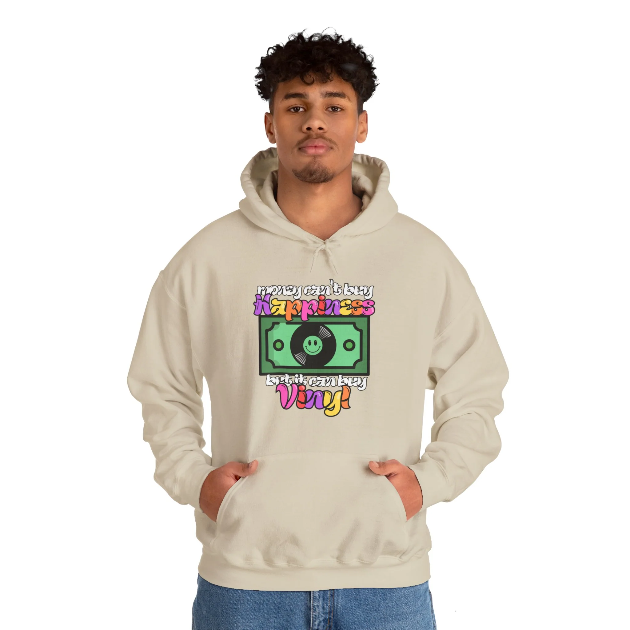 'Money Can't Buy Happiness, But It Can Buy Vinyl' Men's Hoodie - Image 38