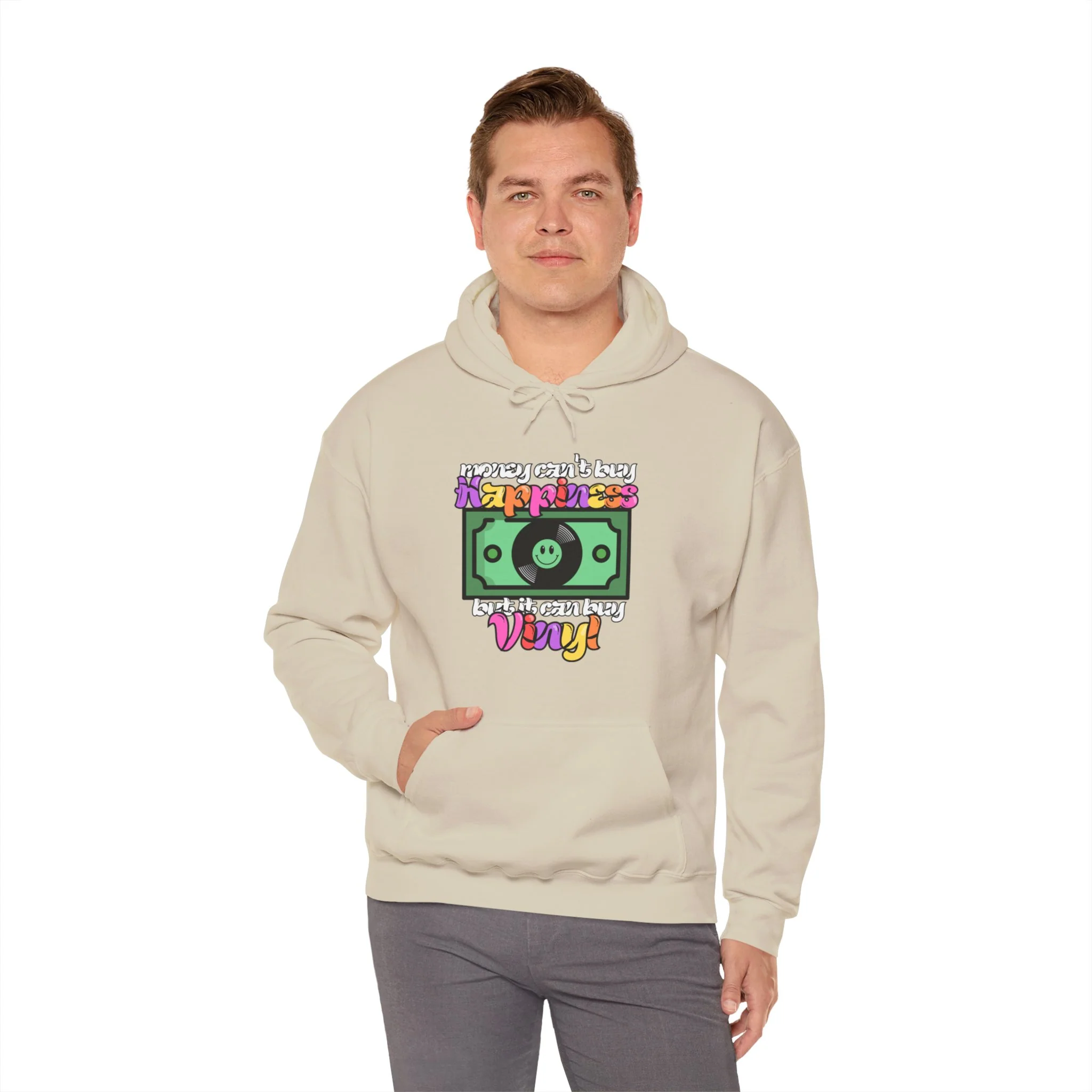 'Money Can't Buy Happiness, But It Can Buy Vinyl' Men's Hoodie - Image 39