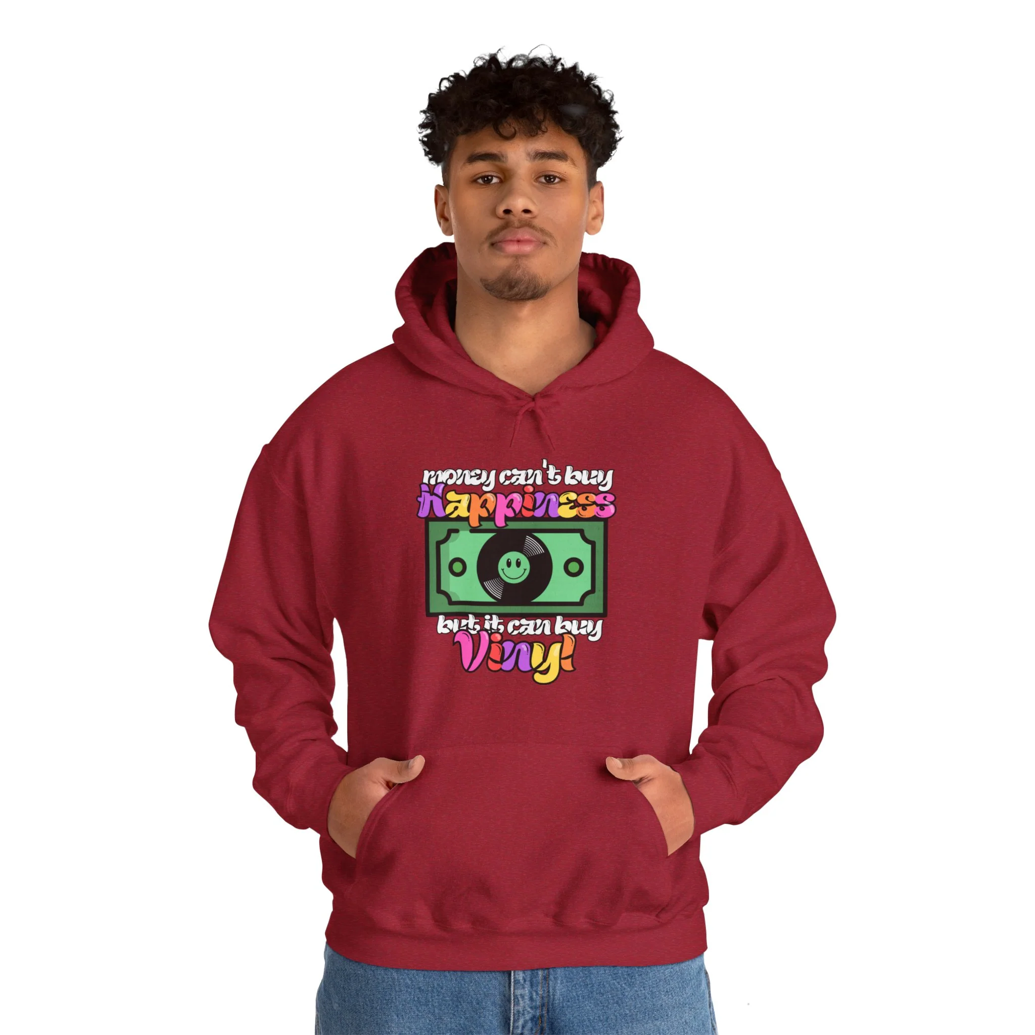 'Money Can't Buy Happiness, But It Can Buy Vinyl' Men's Hoodie - Image 46