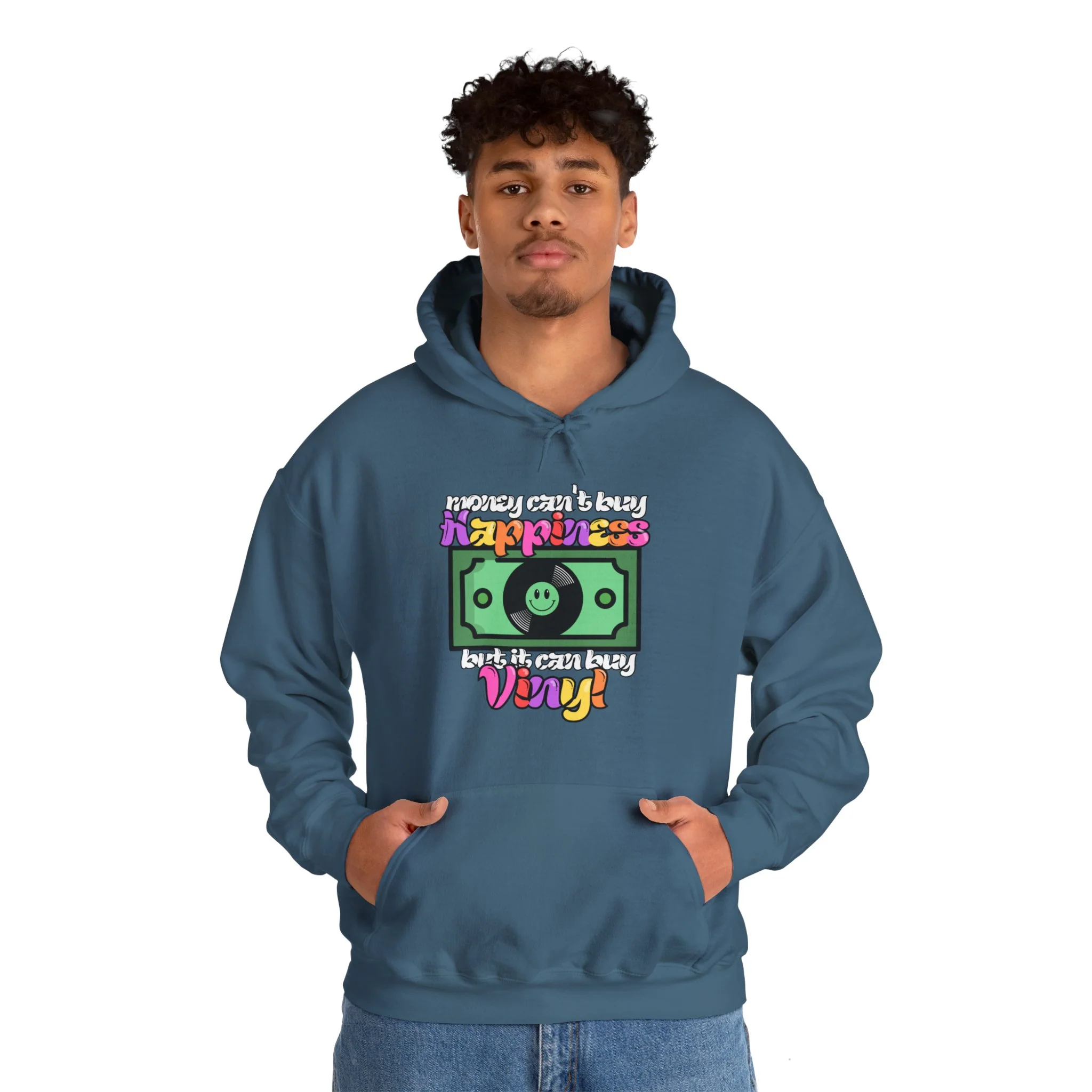'Money Can't Buy Happiness, But It Can Buy Vinyl' Men's Hoodie - Image 54