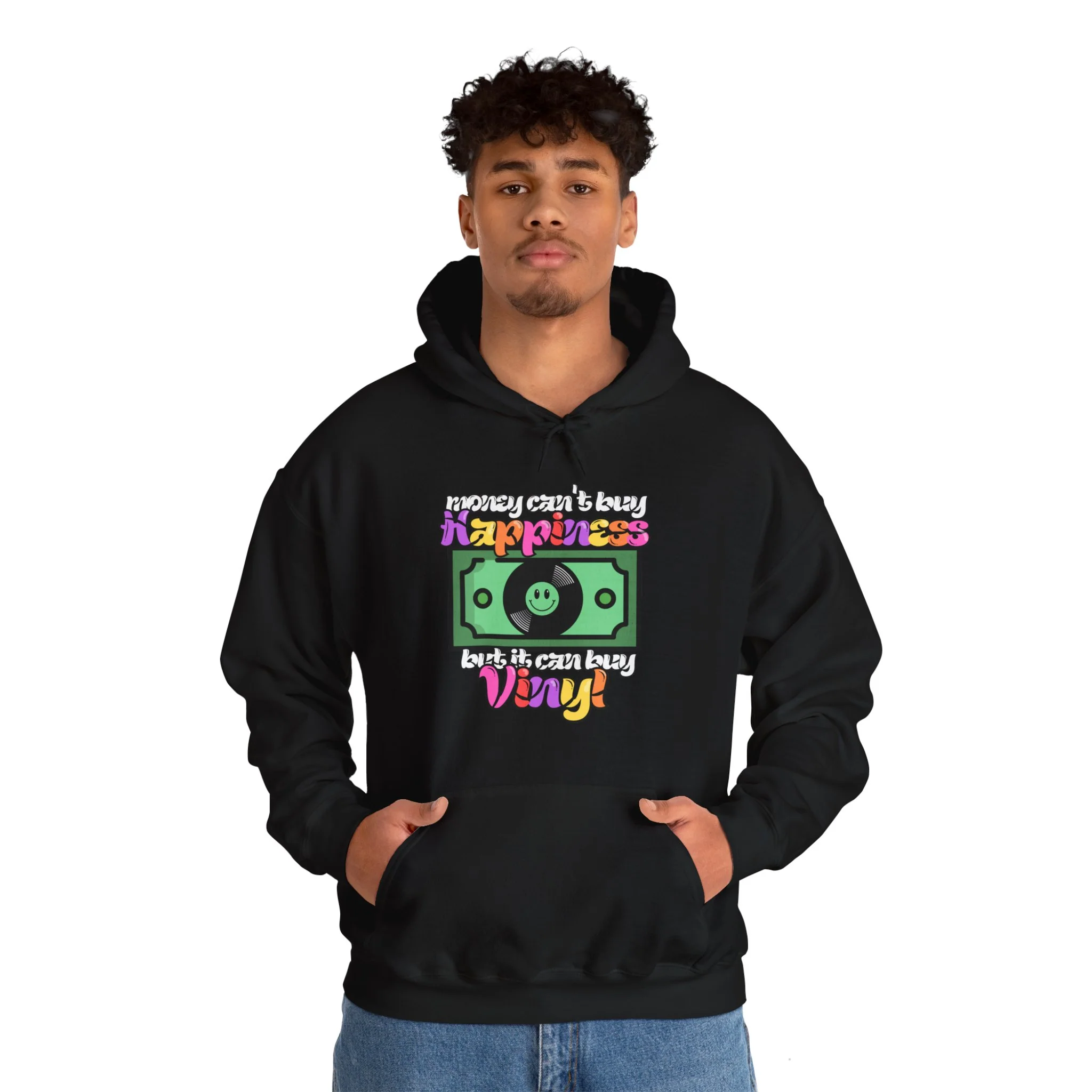 'Money Can't Buy Happiness, But It Can Buy Vinyl' Men's Hoodie - Image 6