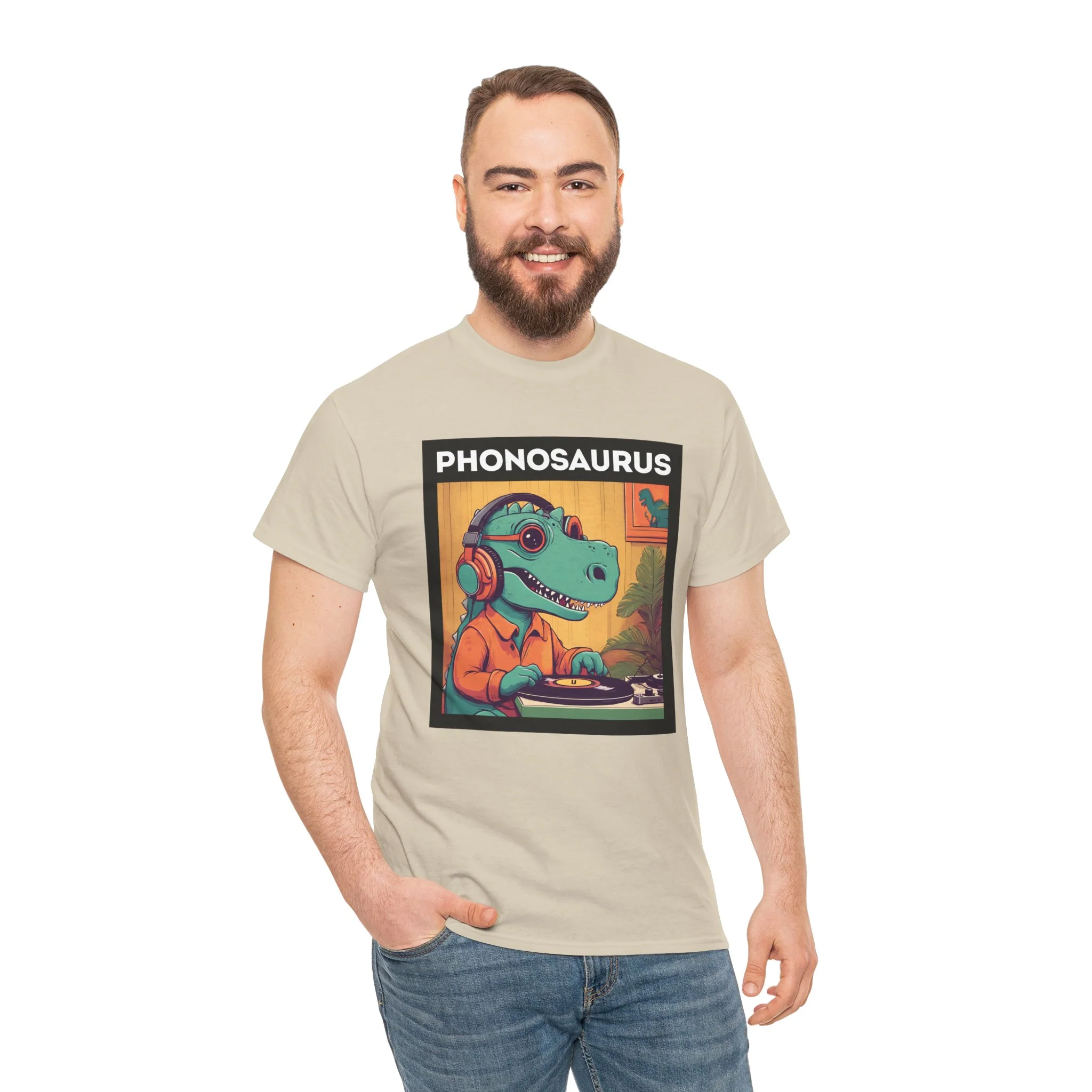 'Phonosaurus' Men's Vinyl T-Shirt - Image 15