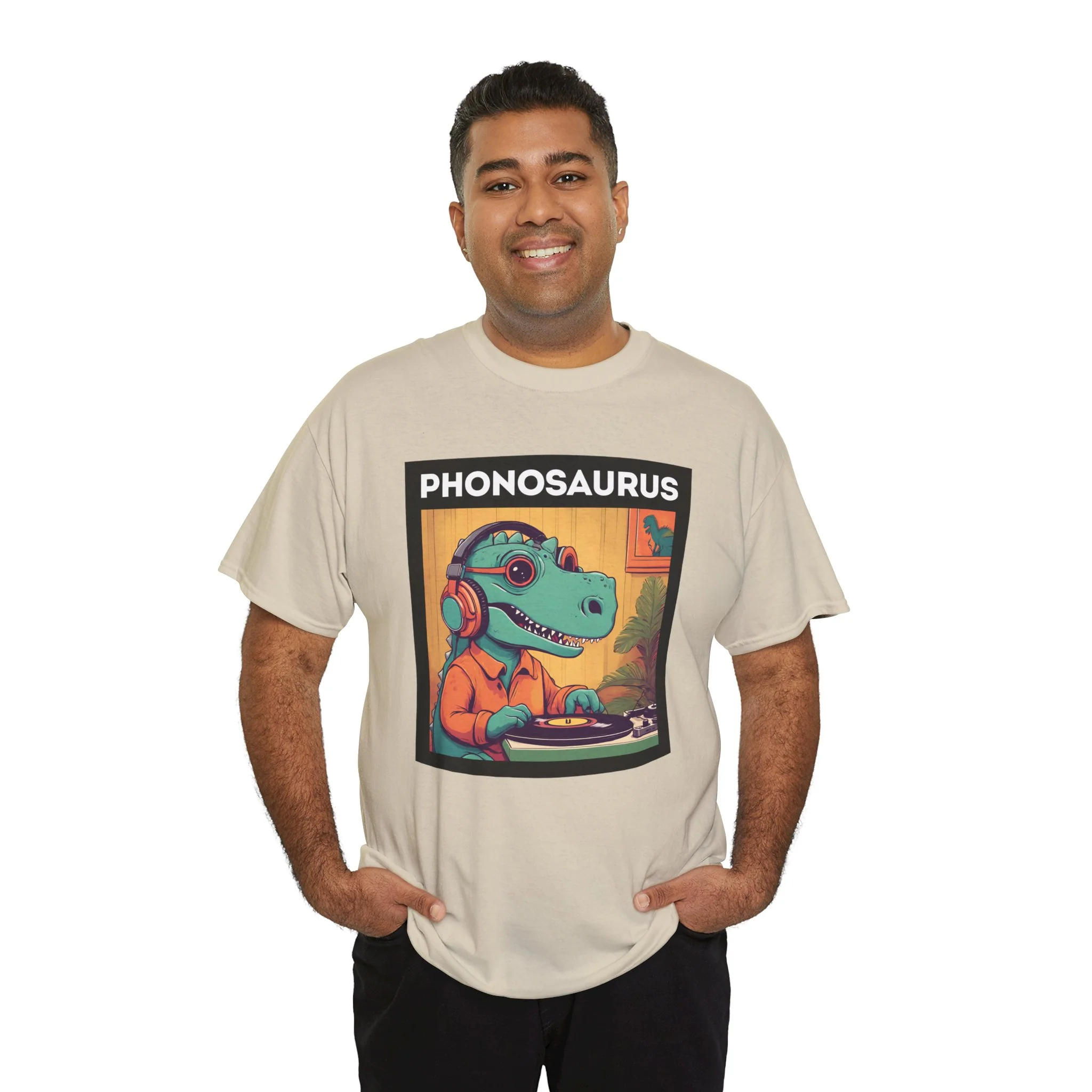 'Phonosaurus' Men's Vinyl T-Shirt - Image 16