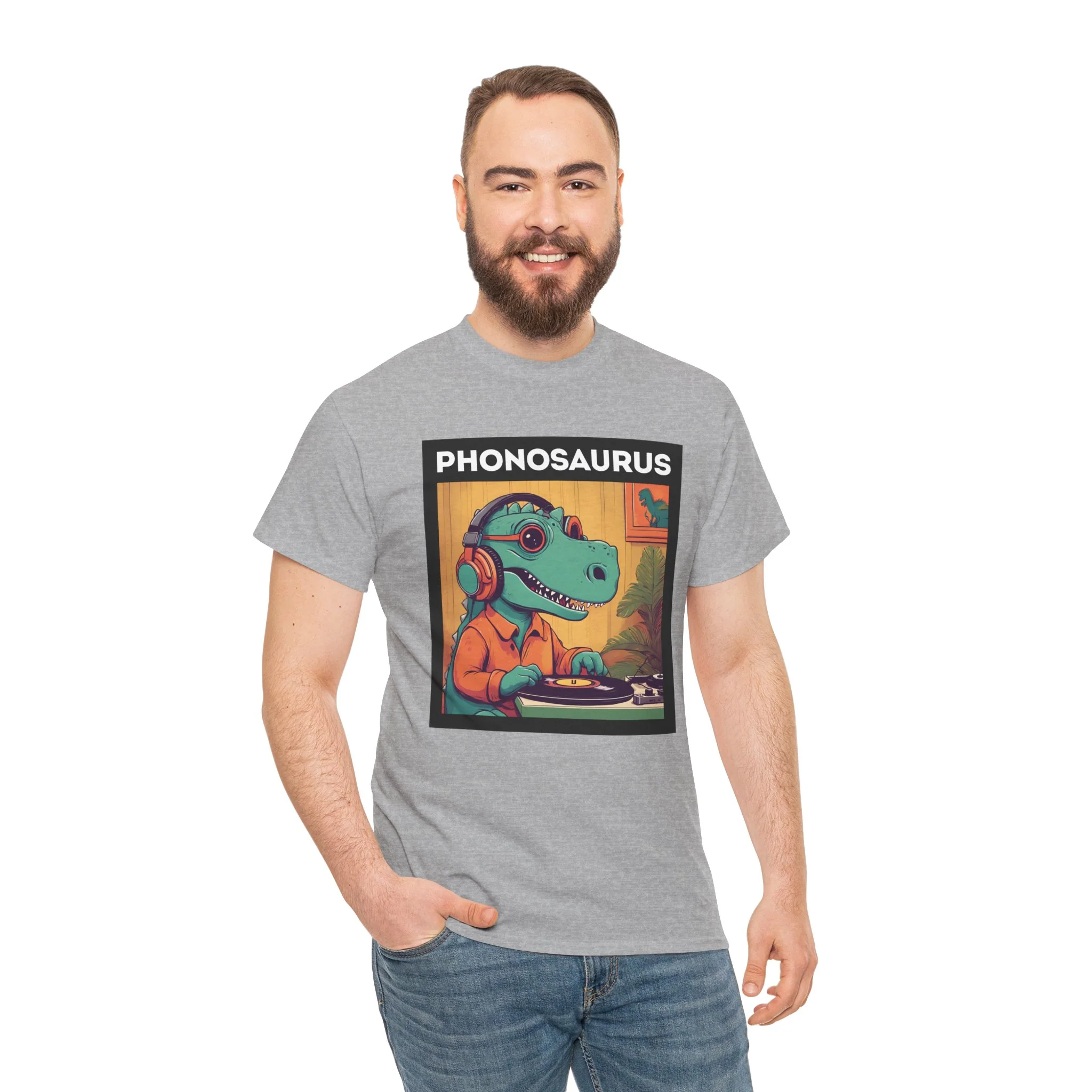 'Phonosaurus' Men's Vinyl T-Shirt - Image 24