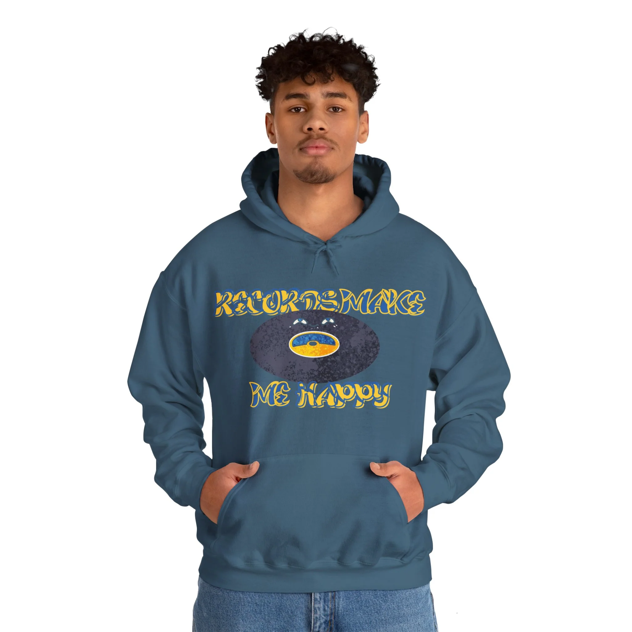 'Records Make Me Happy' Men's Hoodie - Image 12