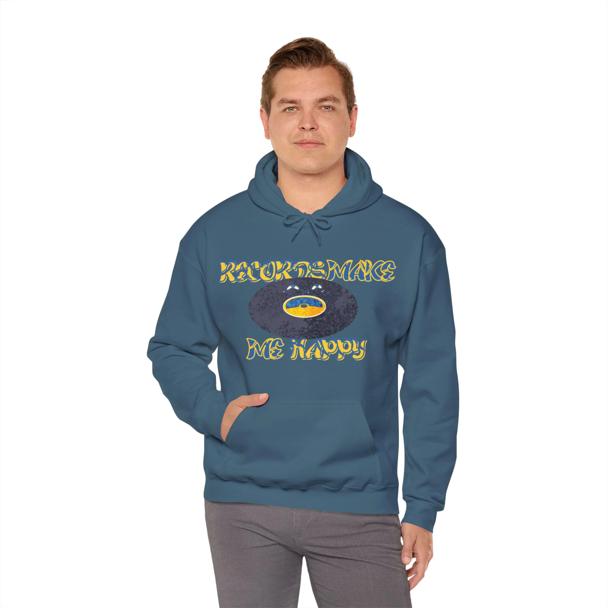 'Records Make Me Happy' Men's Hoodie - Image 13