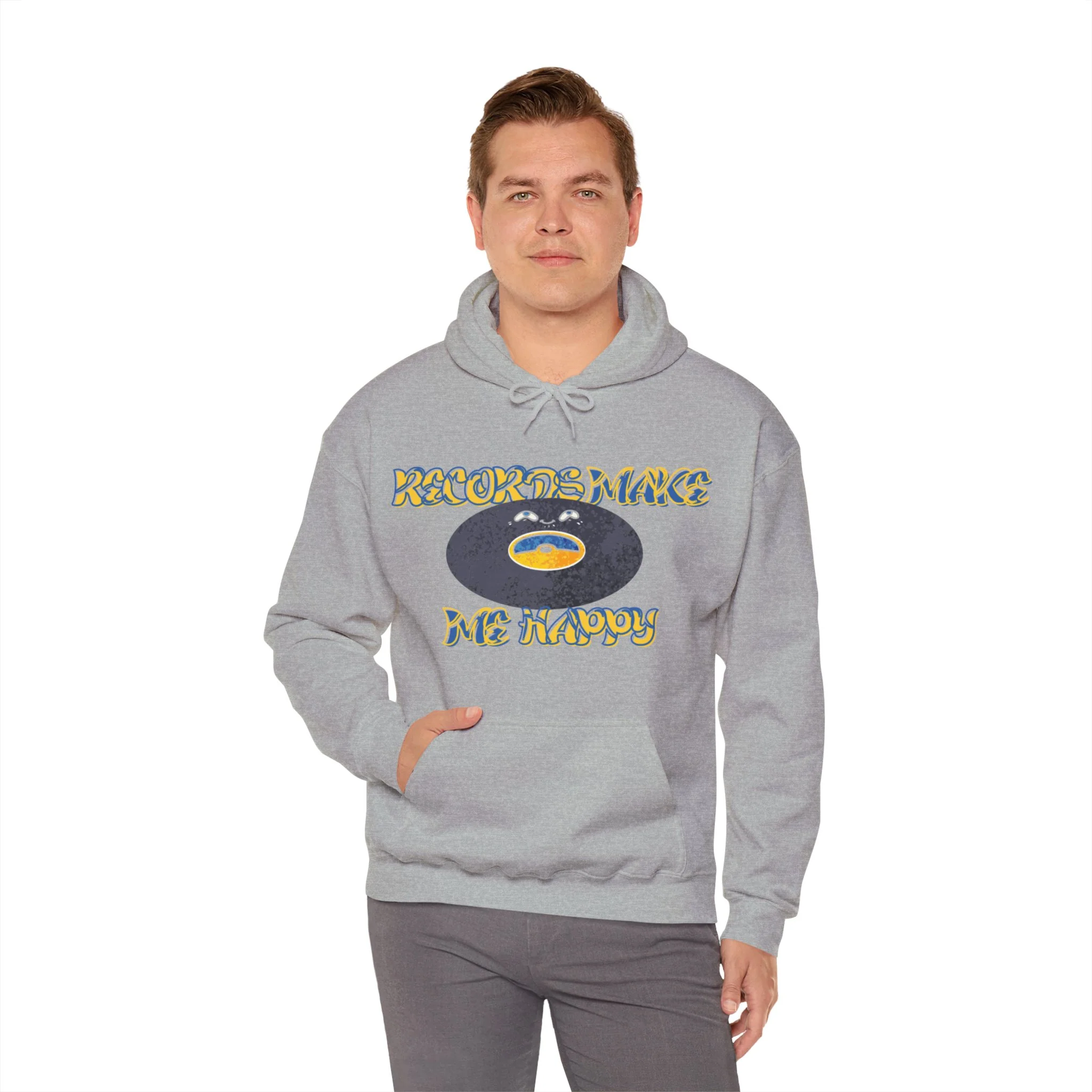 'Records Make Me Happy' Men's Hoodie - Image 18